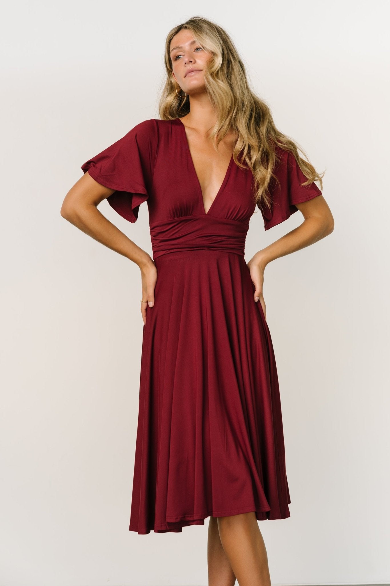 Janette Midi Dress | Wine Sast