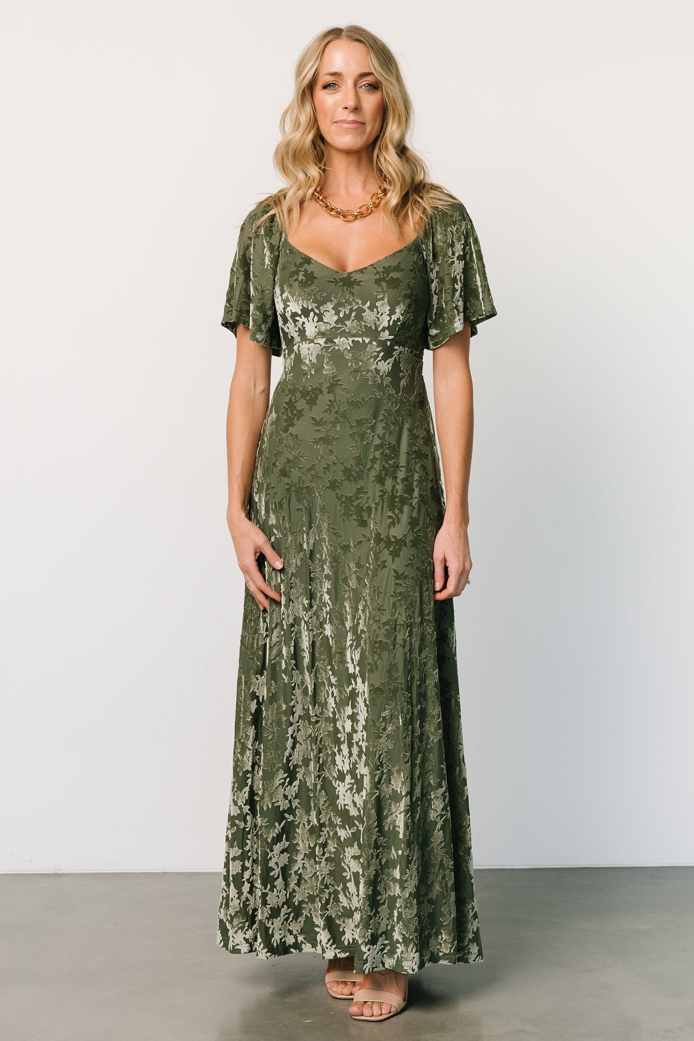 Everley Velvet Maxi Dress | Dark Sage 2025 New Cheap Pice