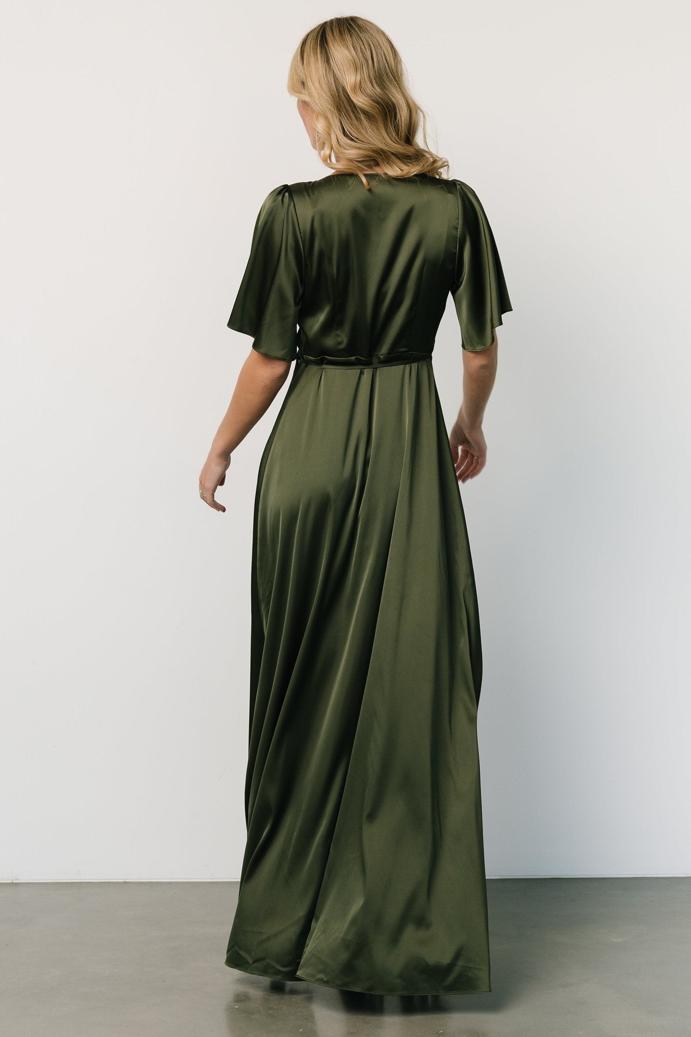 Vara Satin Maxi Wrap Dress | Juniper Green Clearance Fast Delivery