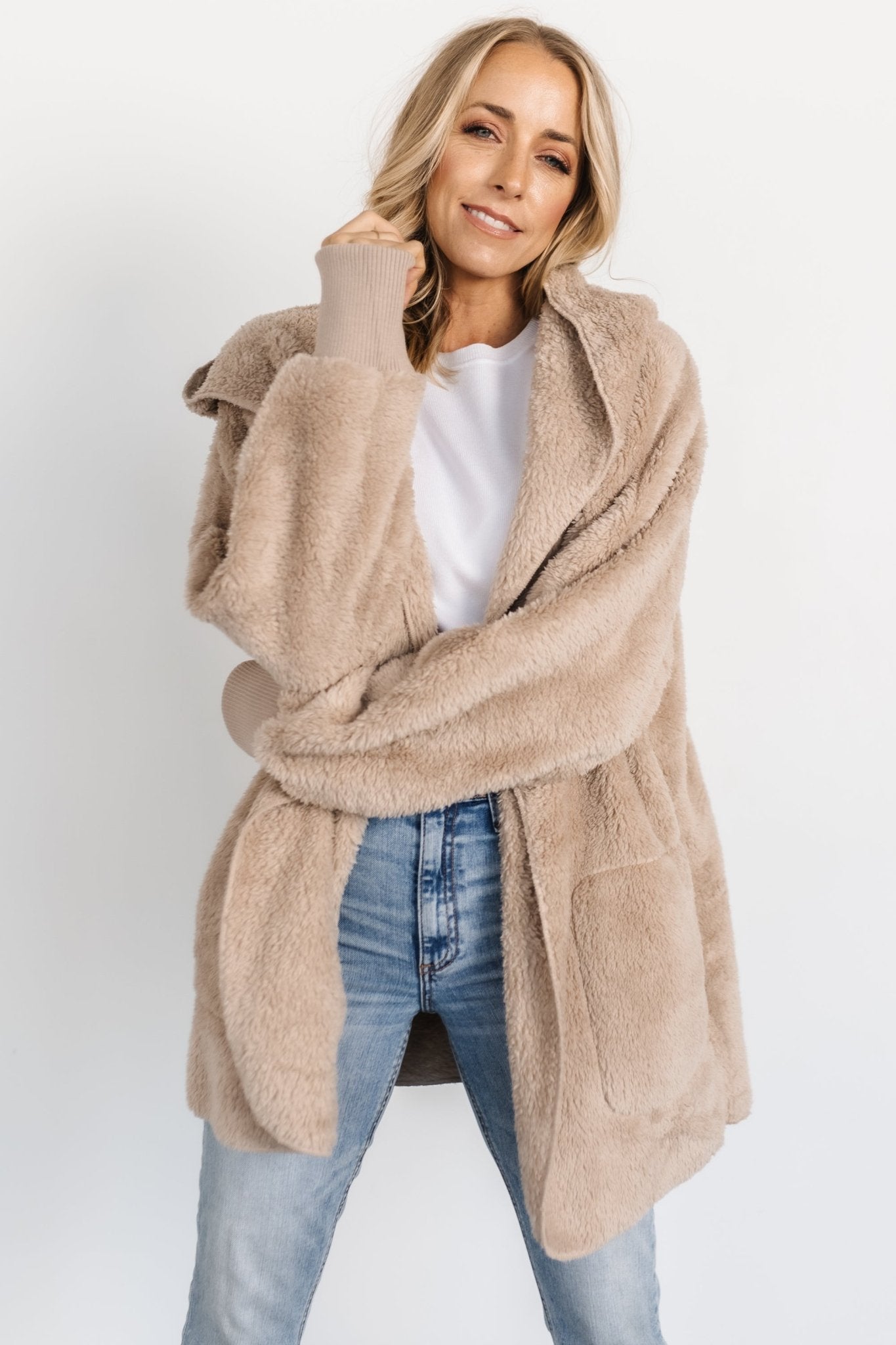 Melrose Teddy Jacket | Taupe Sale Deals