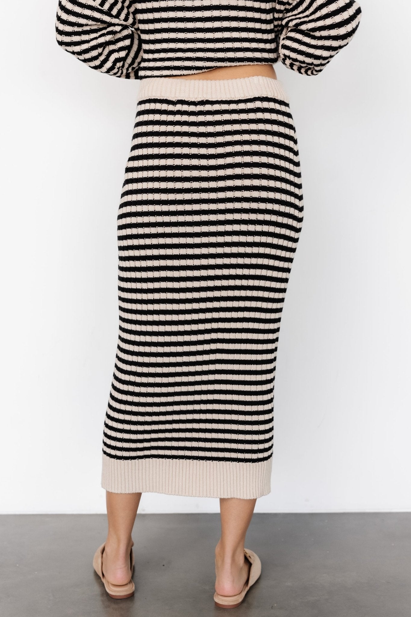 Justina Striped Knit Skirt | Black + Cream Sale Original