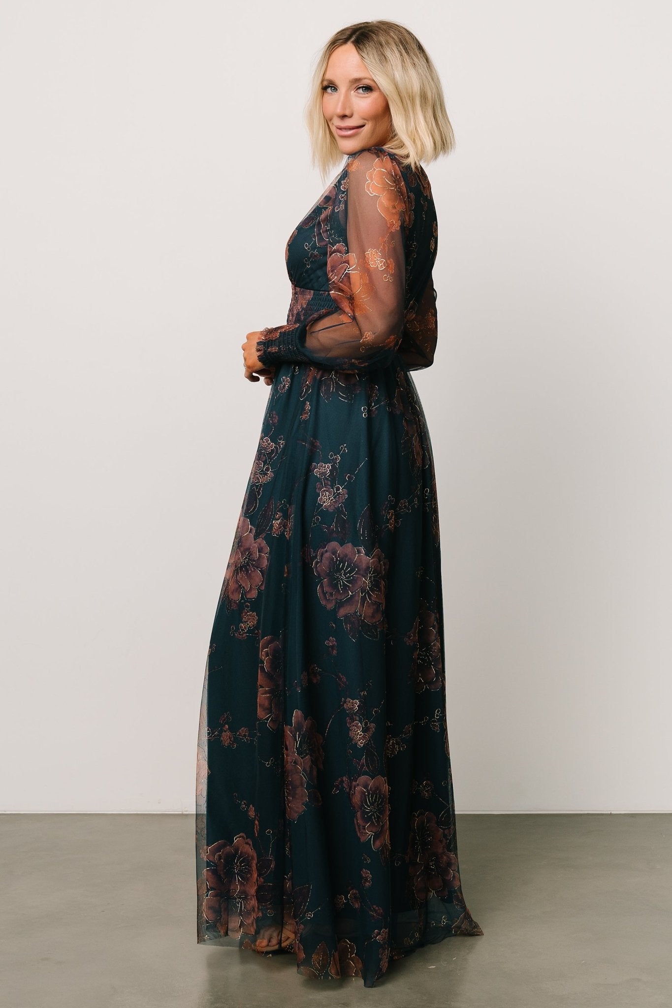 Layla Tulle Maxi Dress | Copper + Blue Metallic Free Shipping Discounts