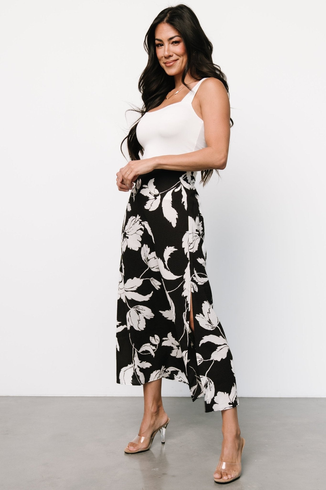 Osaka Midi Skirt | Black + White Floral Outlet Locations Cheap Pice