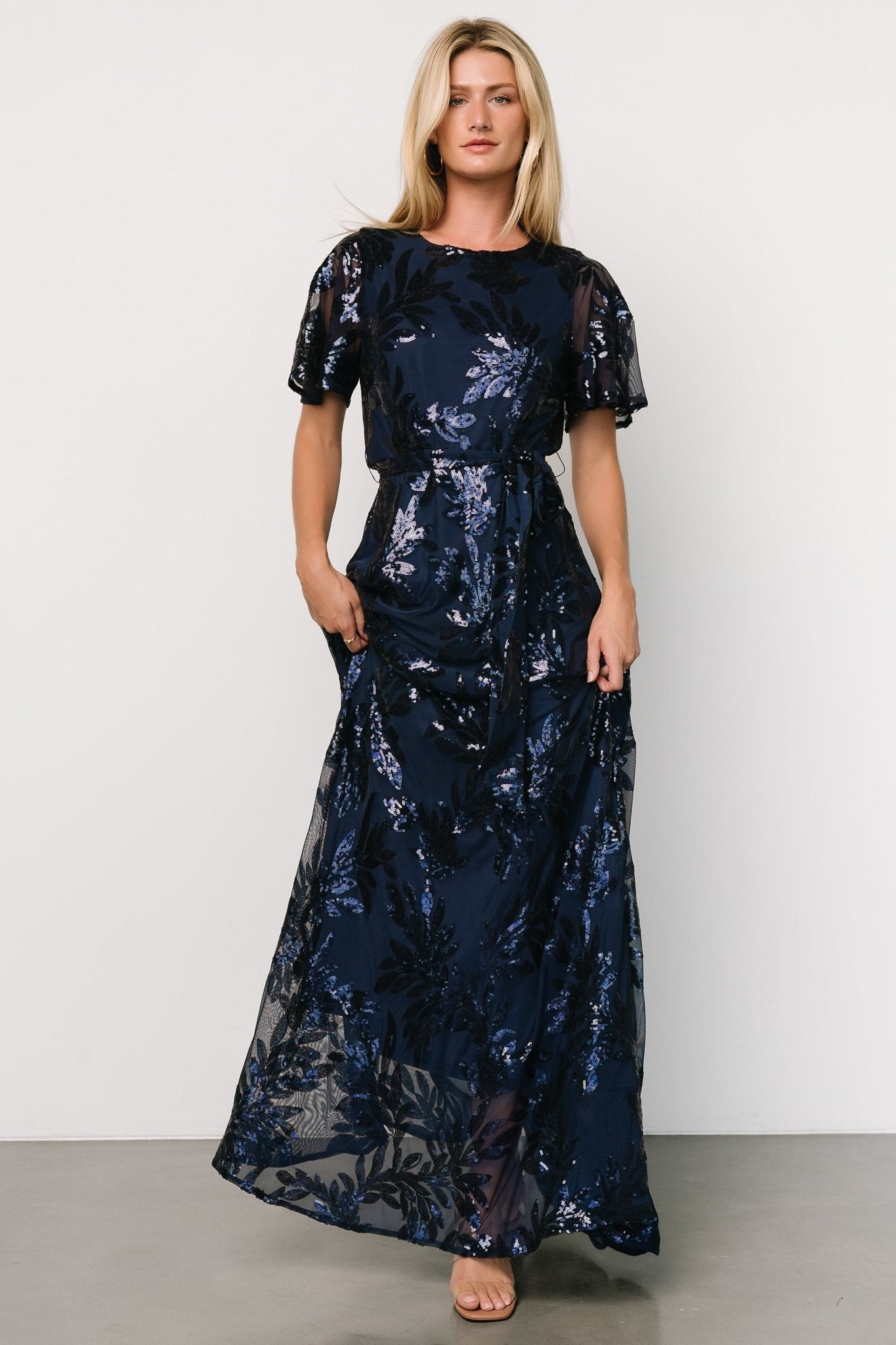 Muse Sequin Maxi Dress | Navy Manchester