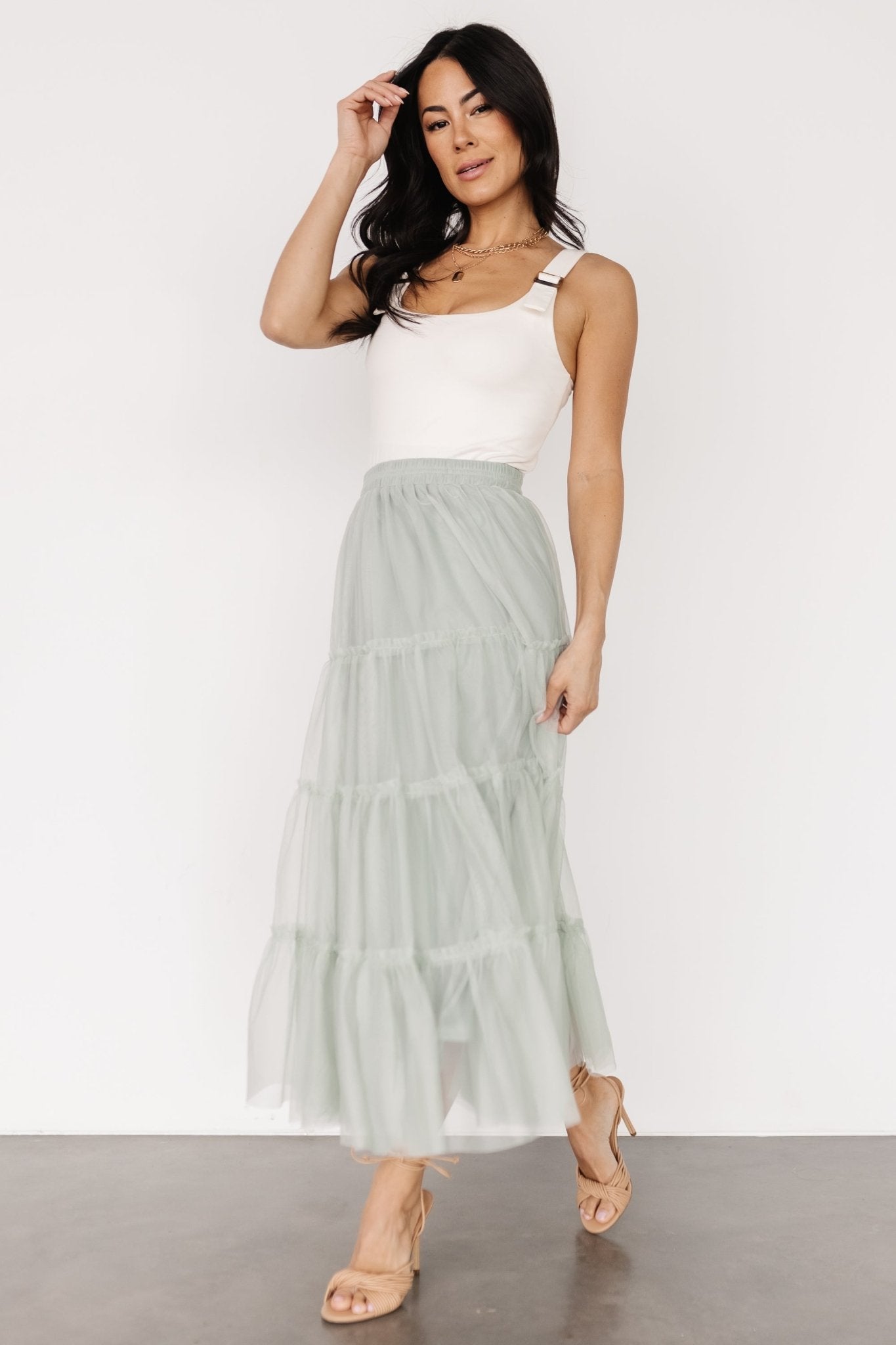 Galena Tulle Skirt | Light Sage Clearance With Credit Card