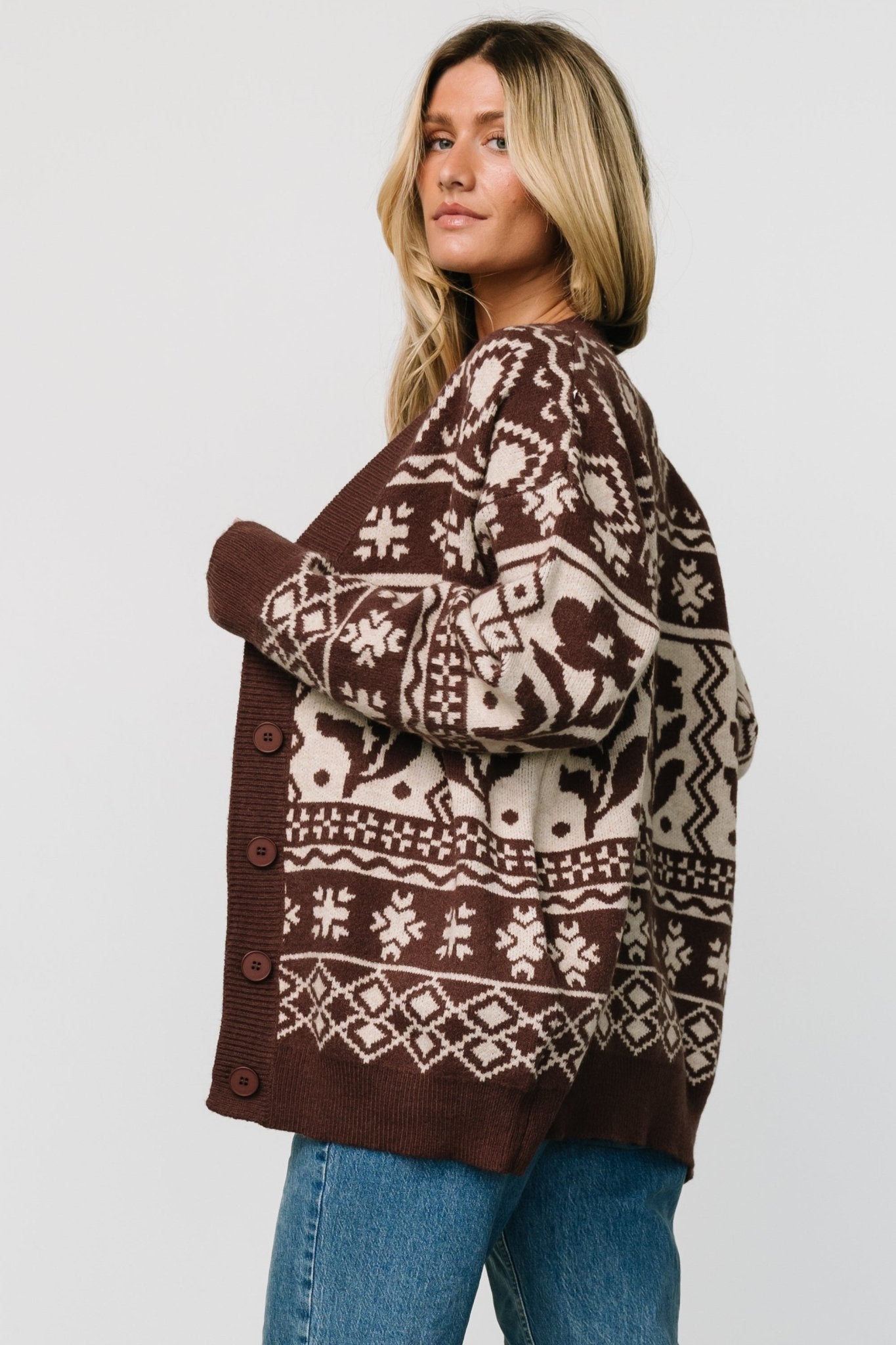 Jackson Oversized Cardigan | Dark Mocha Print Purchase Cheap Pice