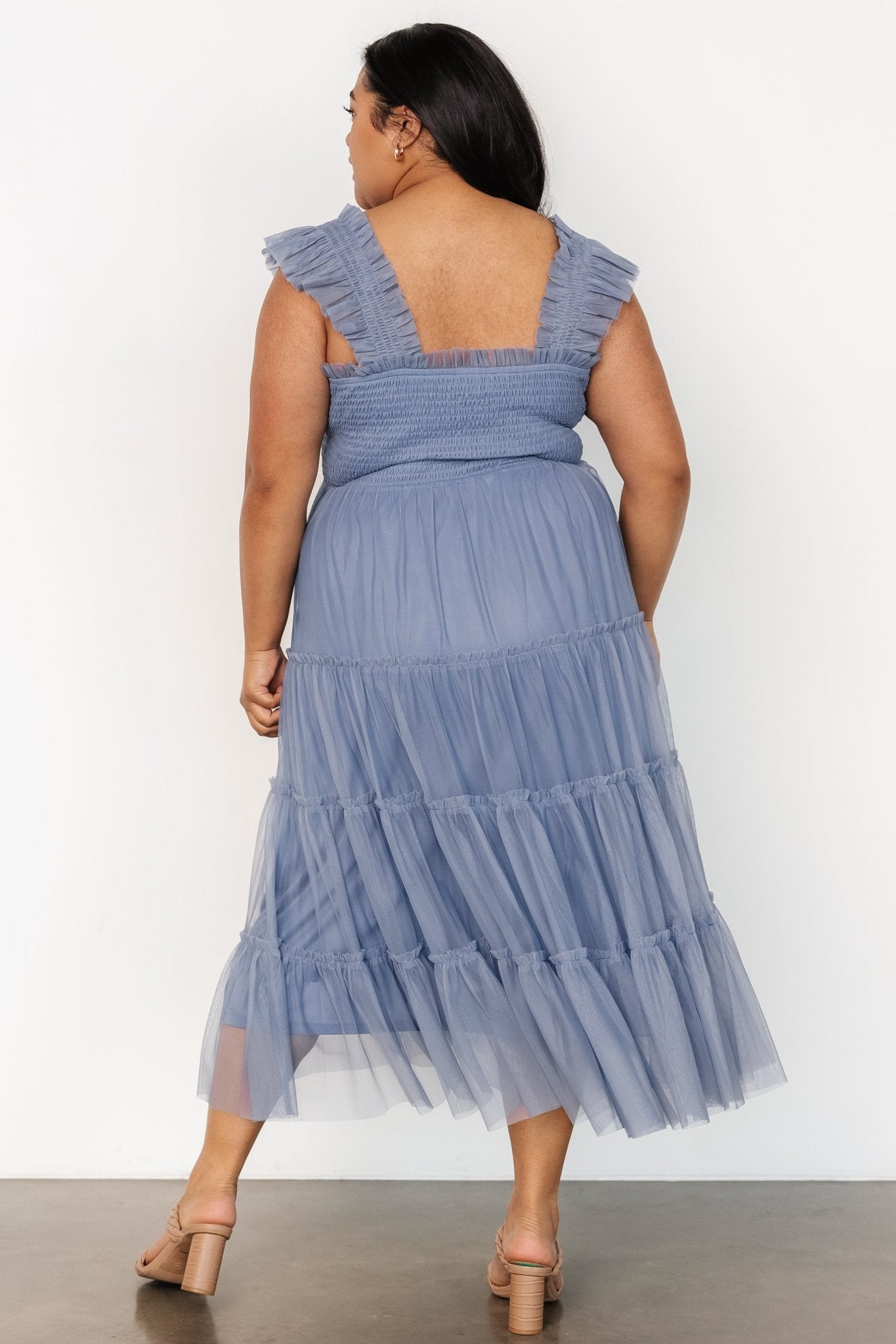 Emma Smocked Tulle Dress | Slate Blue Reliable Sale Online