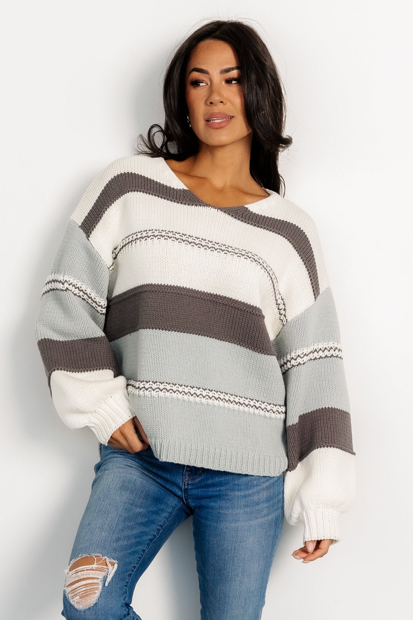 Glasgow Knit Sweater | Ivory Stripe Sale Fake