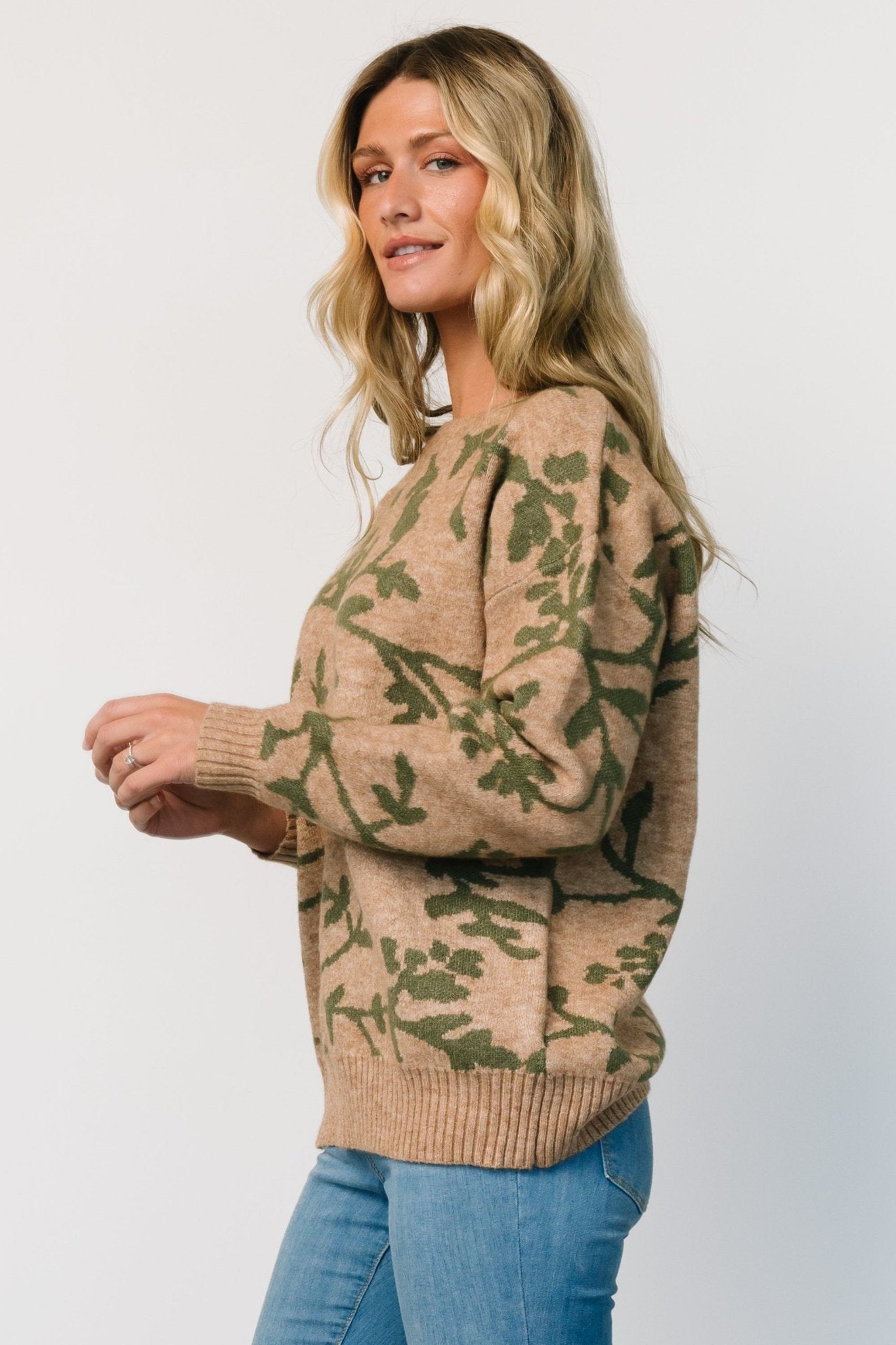 Hallstatt Sweater | Camel + Green Print Footlocker Pictures Sale Online