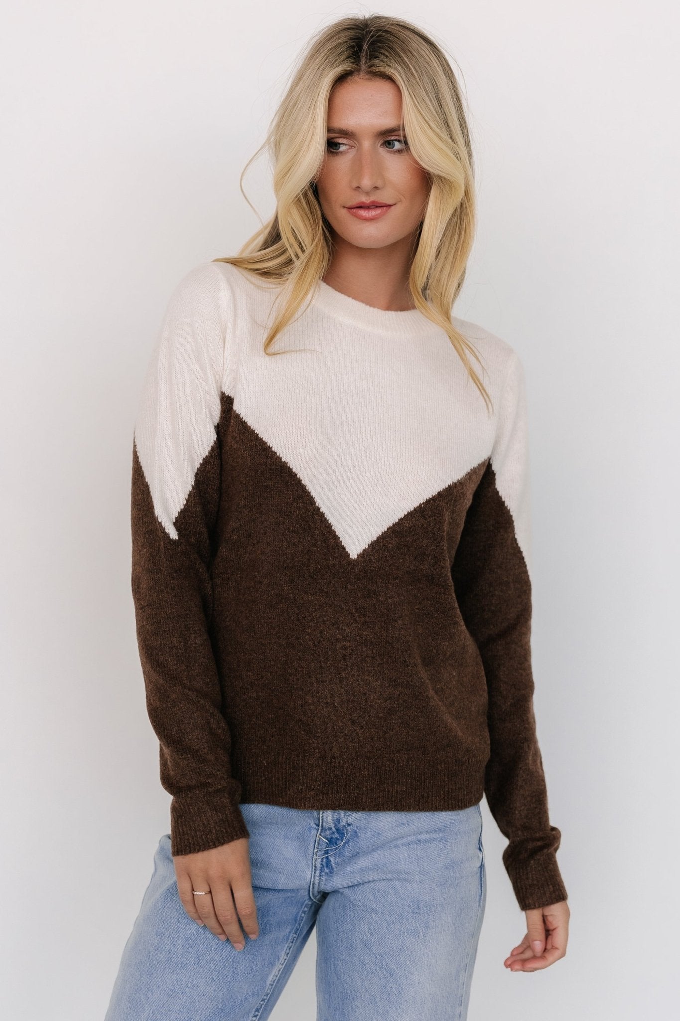 Tanner Sweater | Ivory + Brown Manchester Cheap Pice