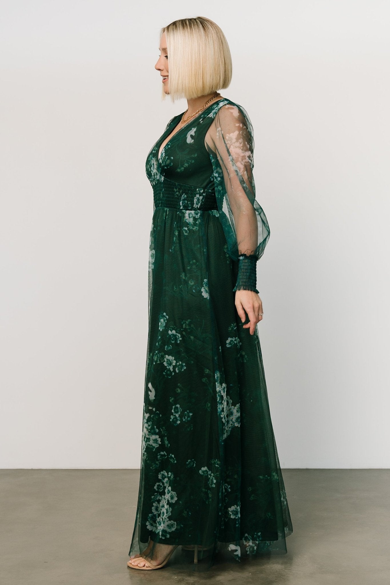 Layla Tulle Maxi Dress | Dark Green Multi Cheap Sale Lowest Pice