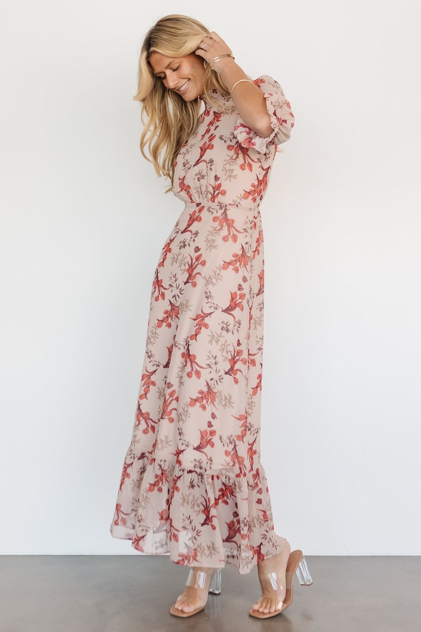 Marie Mock Neck Maxi Dress | Blush Floral 2025 Cheap Online