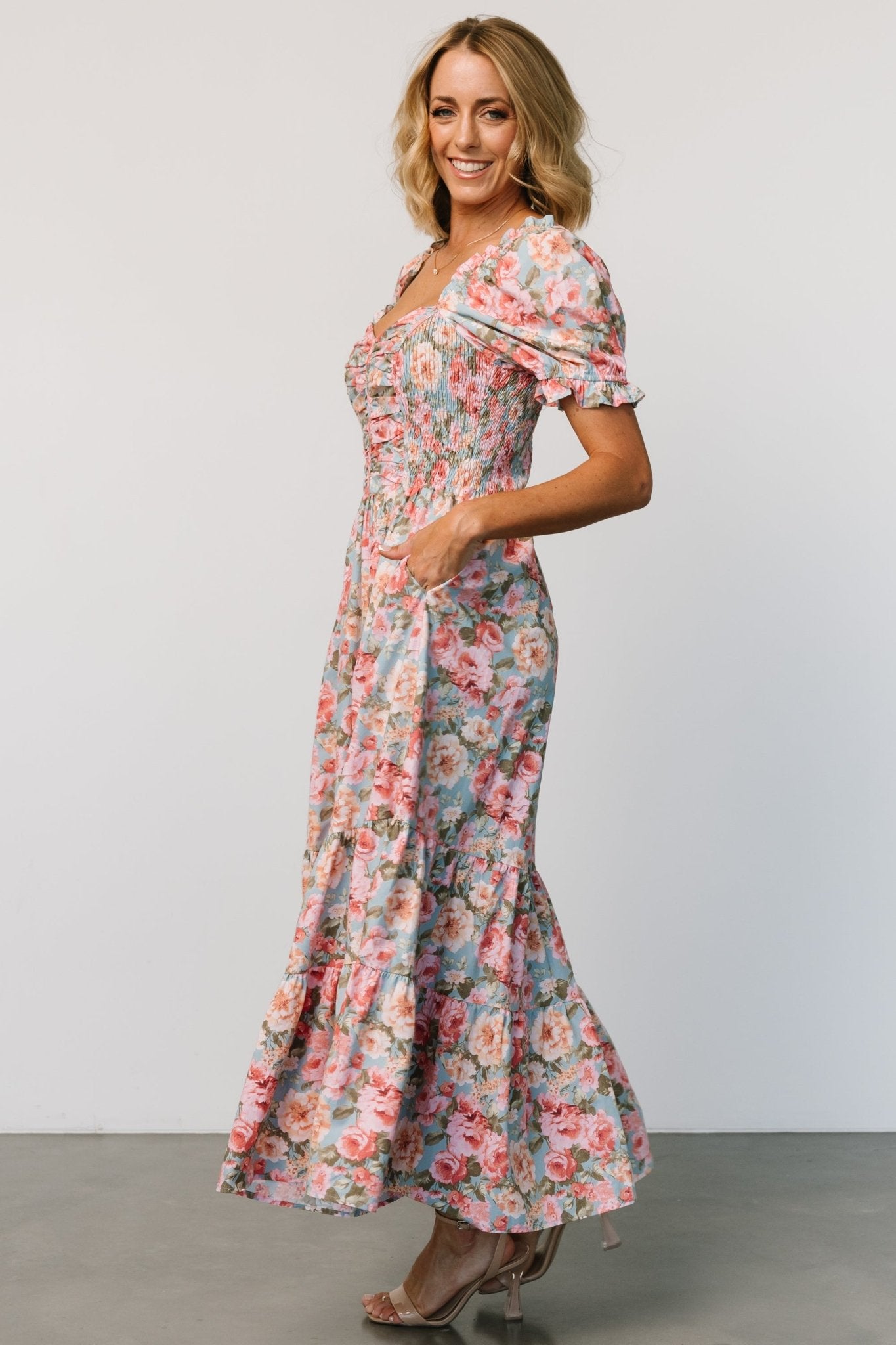 Tiana Maxi Dress | Vintage Blue + Pink Floral Cheap For Cheap