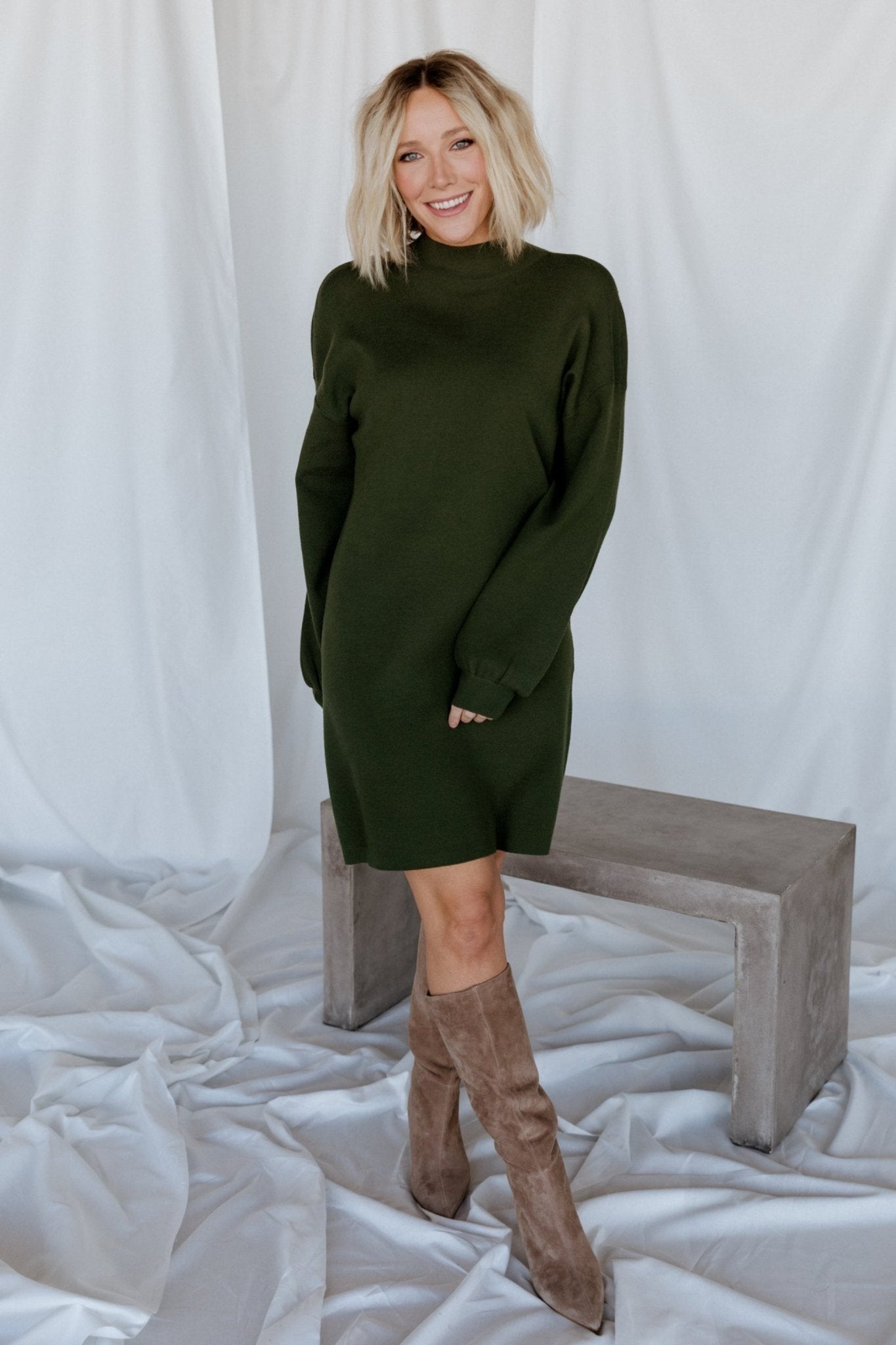 Jennings Sweater Dress | Deep Olive Free Shipping Classic