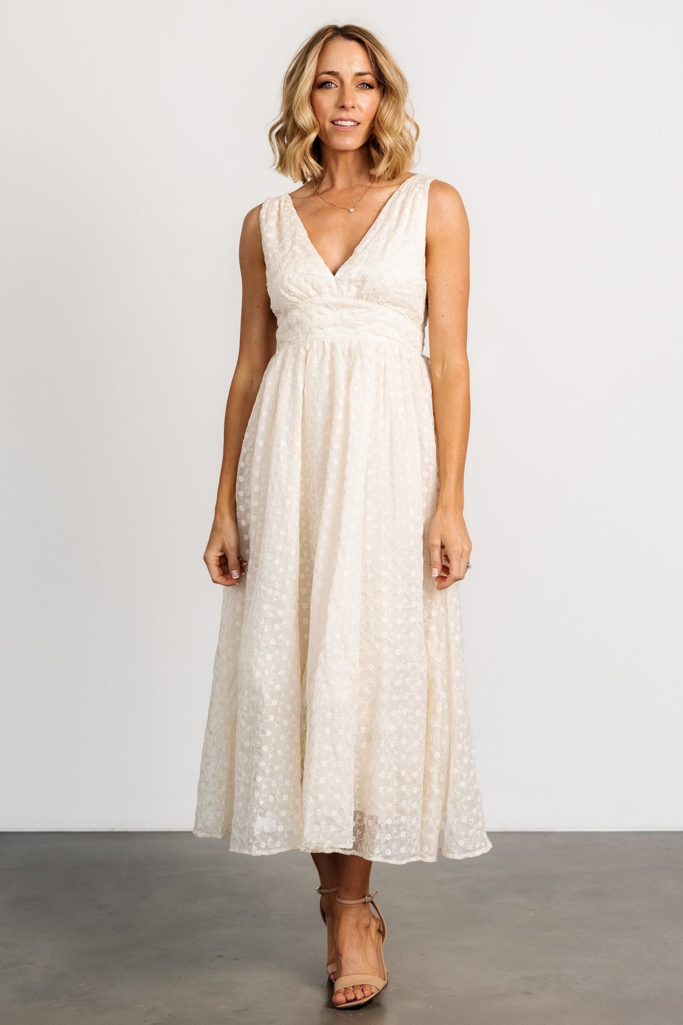 Thalia Embroidered Tank Midi Dress | Vintage Cream Tumblr Cheap Online