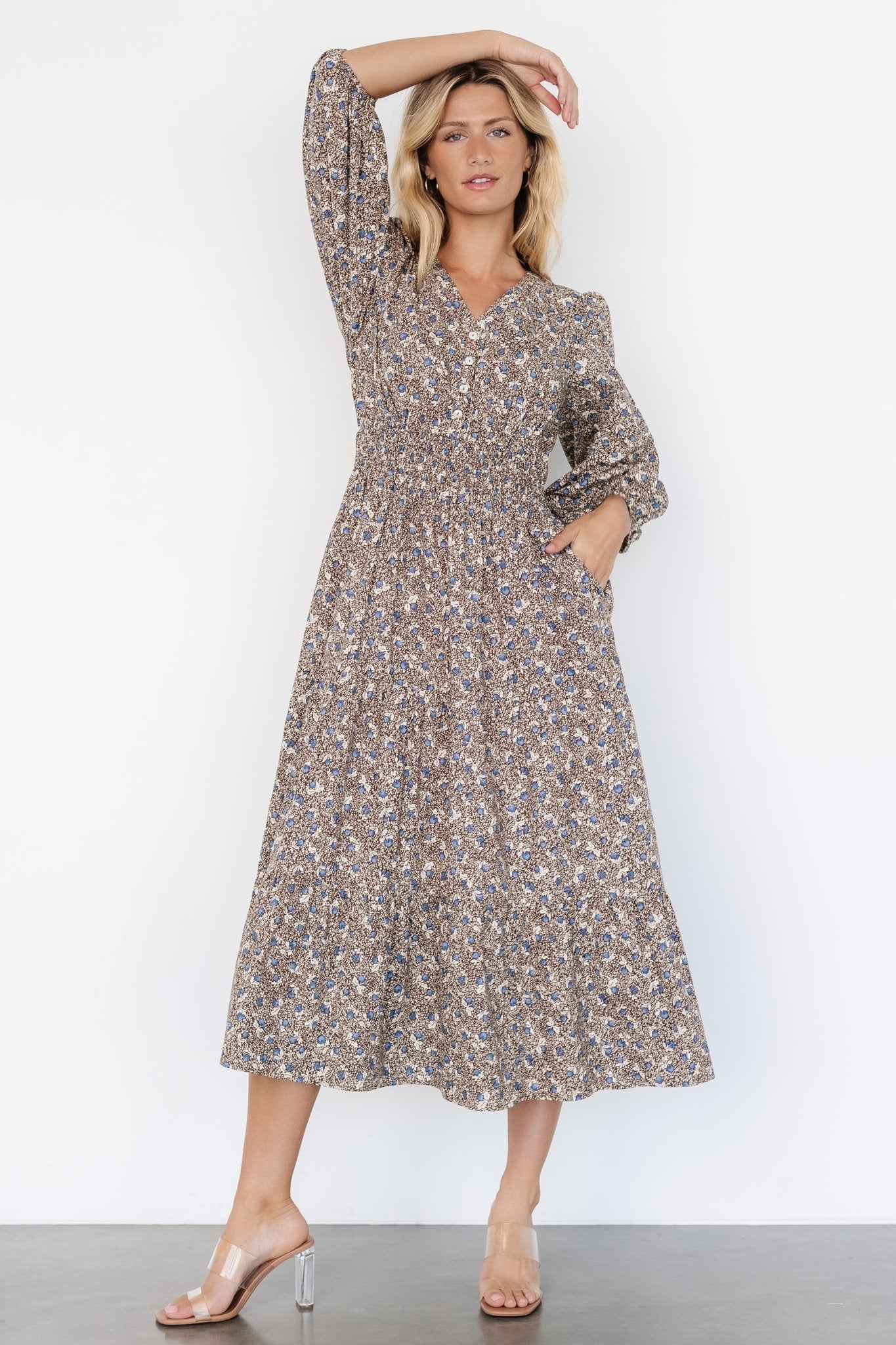 Leona Dress | Brown + Blue Multi Cheap Usa Stockist