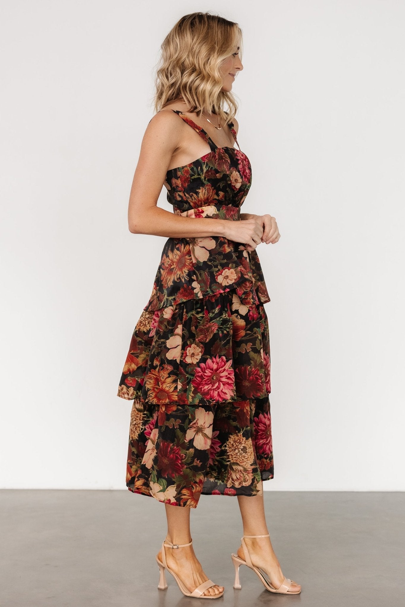 Cologne Tiered Dress | Black Floral Cheap Wiki