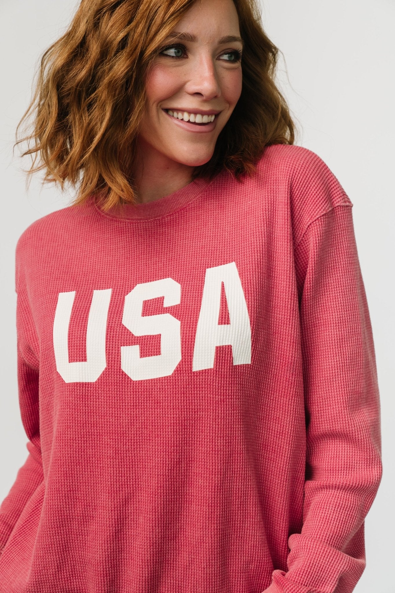 USA Sweater Top | Washed Red Visit