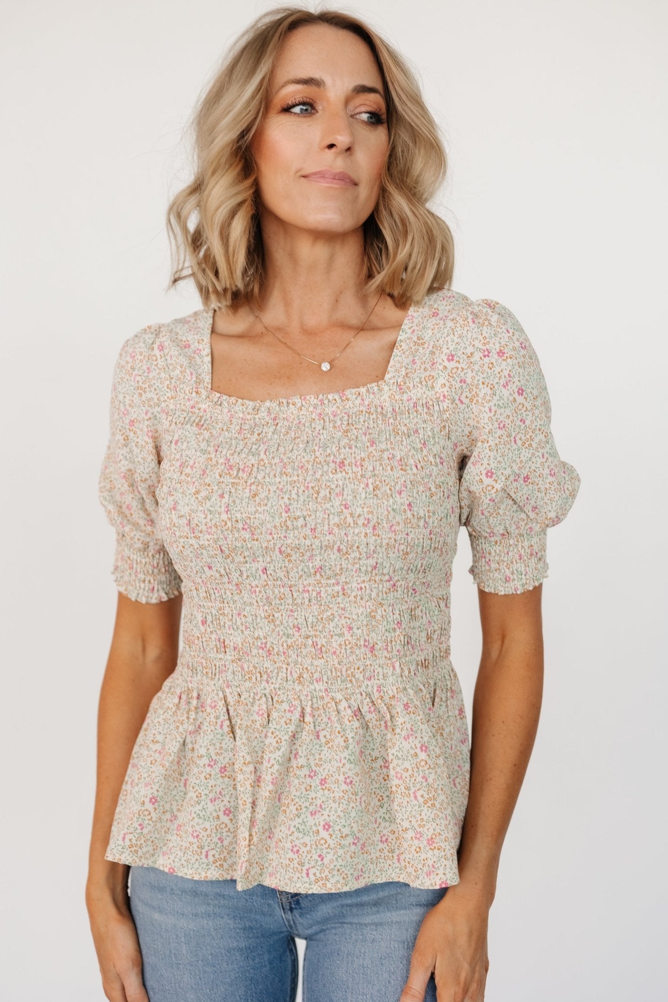 Felice Smocked Top | Cream Print Reliable Cheap Online