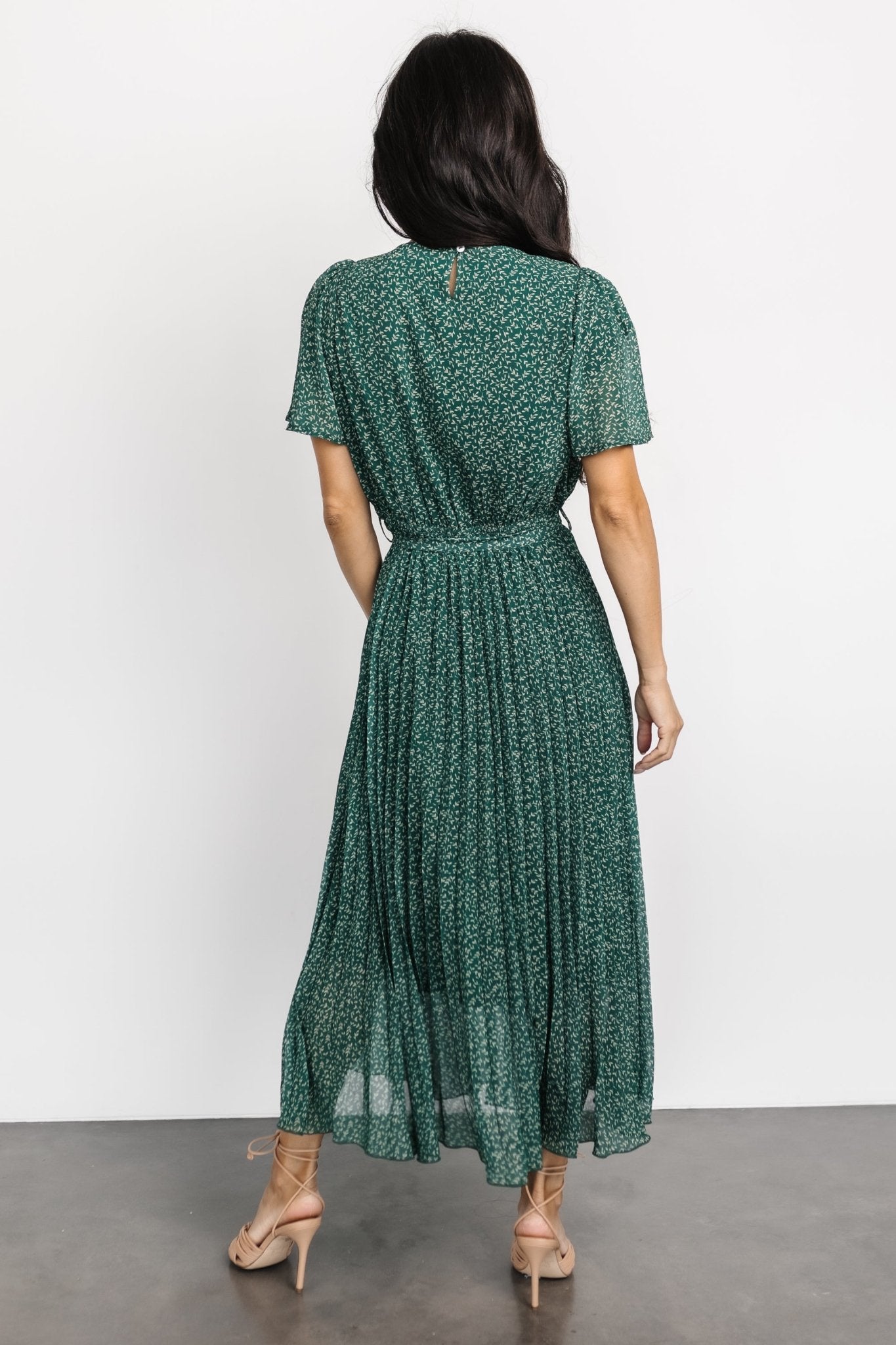 Prim Pleated Dress | Green Print Buy Cheap Best