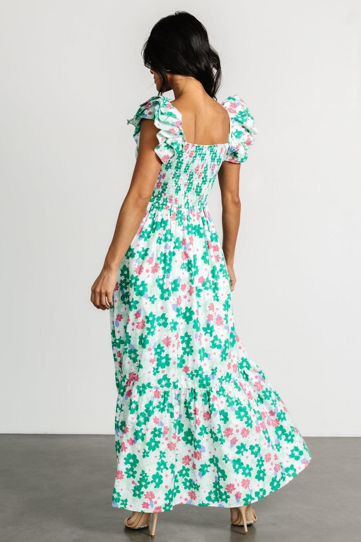 Laguna Smocked Maxi Dress | Green Floral Cheap Amazon