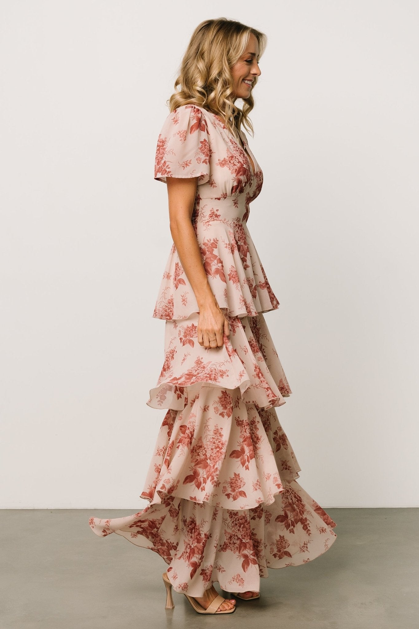 Montaigne Ruffle Maxi Dress | Rose Floral Geniue Stockist For Sale