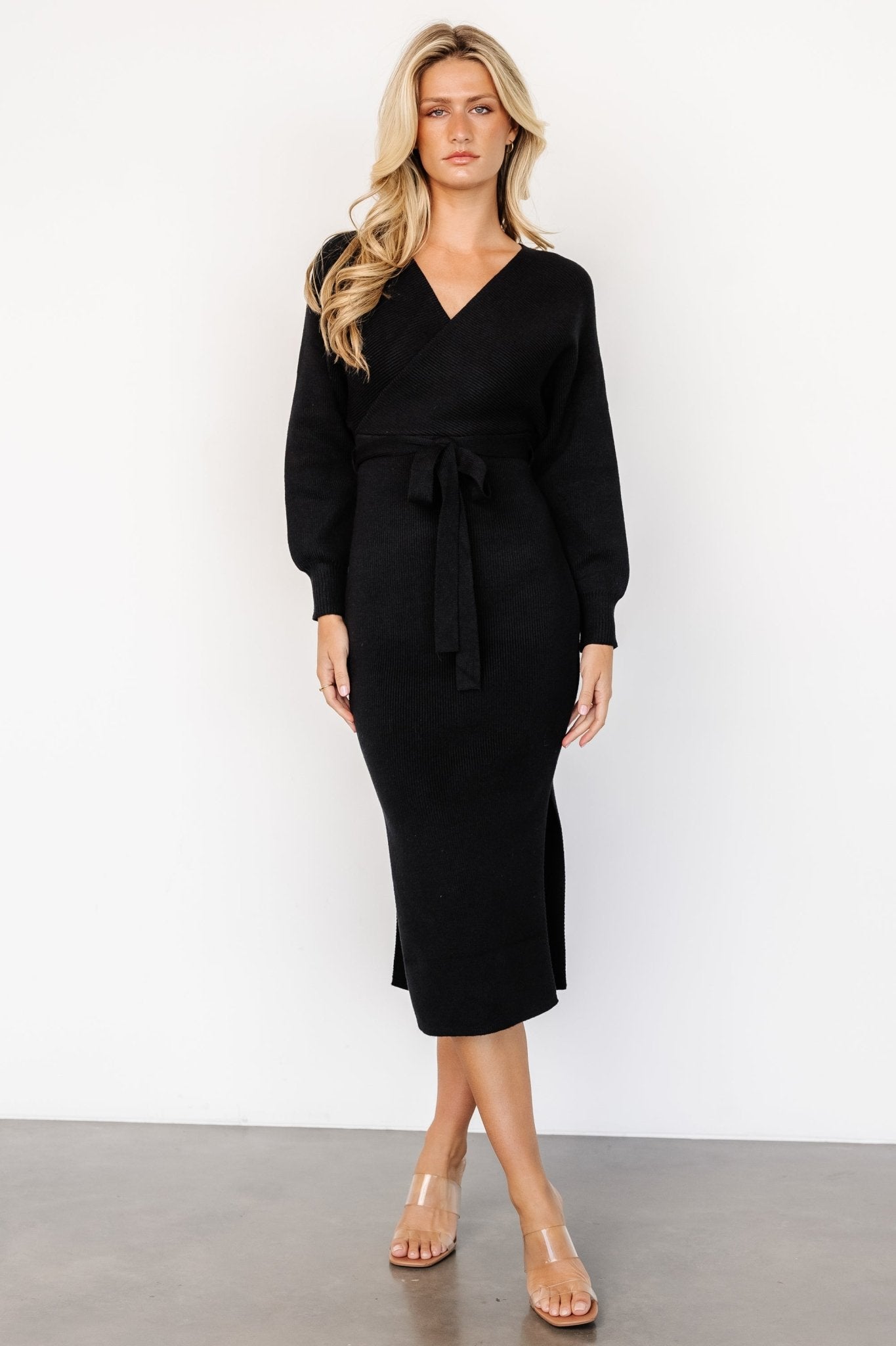 Sammi Faux Wrap Dress | Black Cheap 100% Original