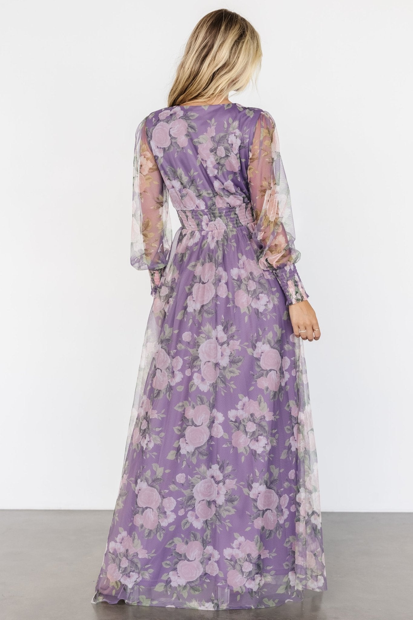 Layla Tulle Maxi Dress | Lavender + Blush Floral Discounts