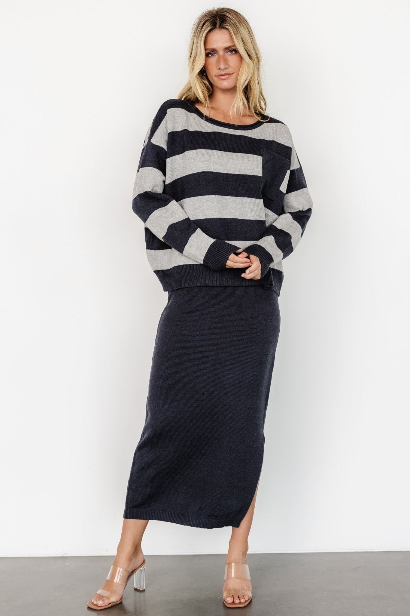 Carlotta Sweater + Skirt Set | Midnight + Gray Visit Cheap Pice