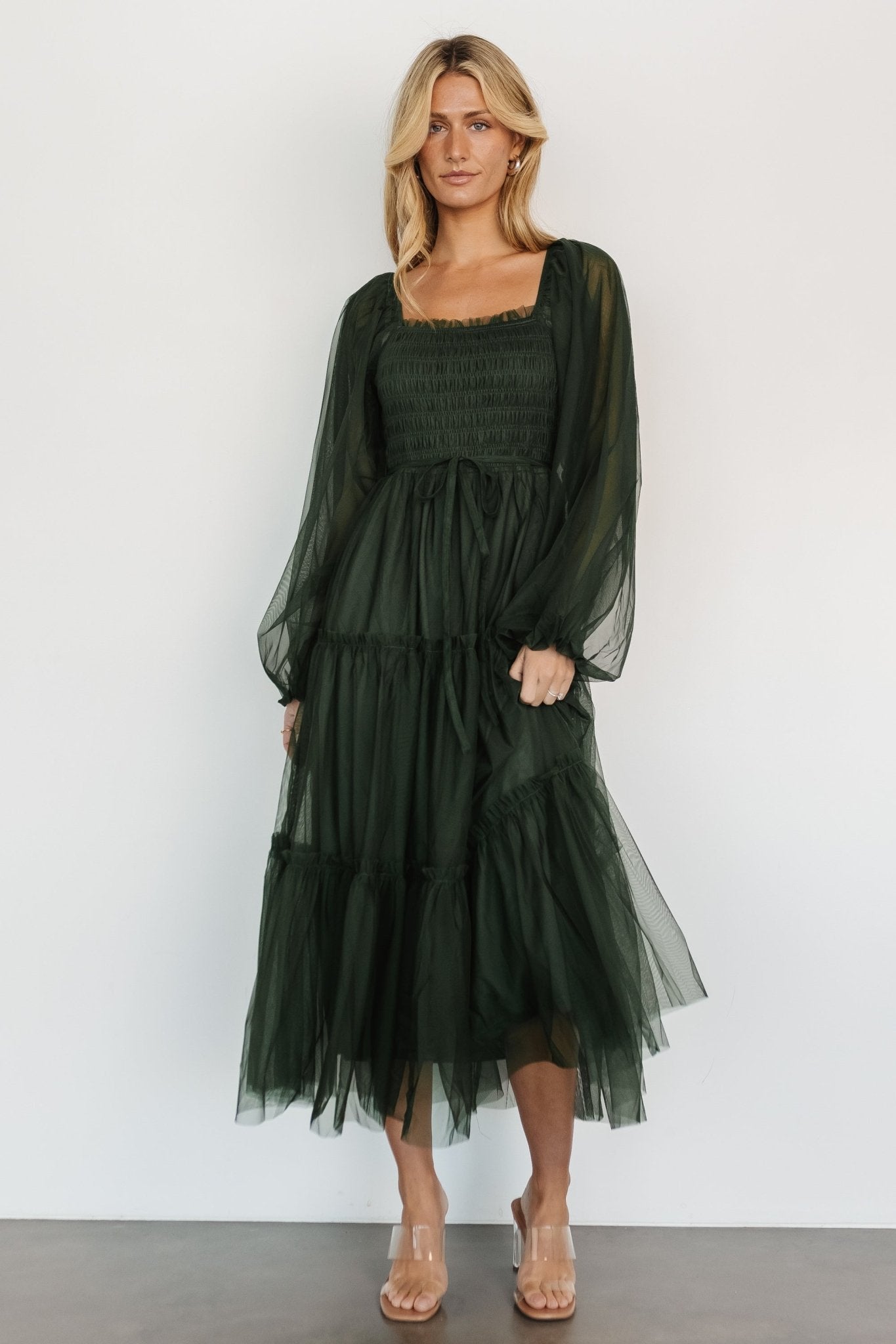 Katrina Tulle Maxi Dress | Dark Green Collections