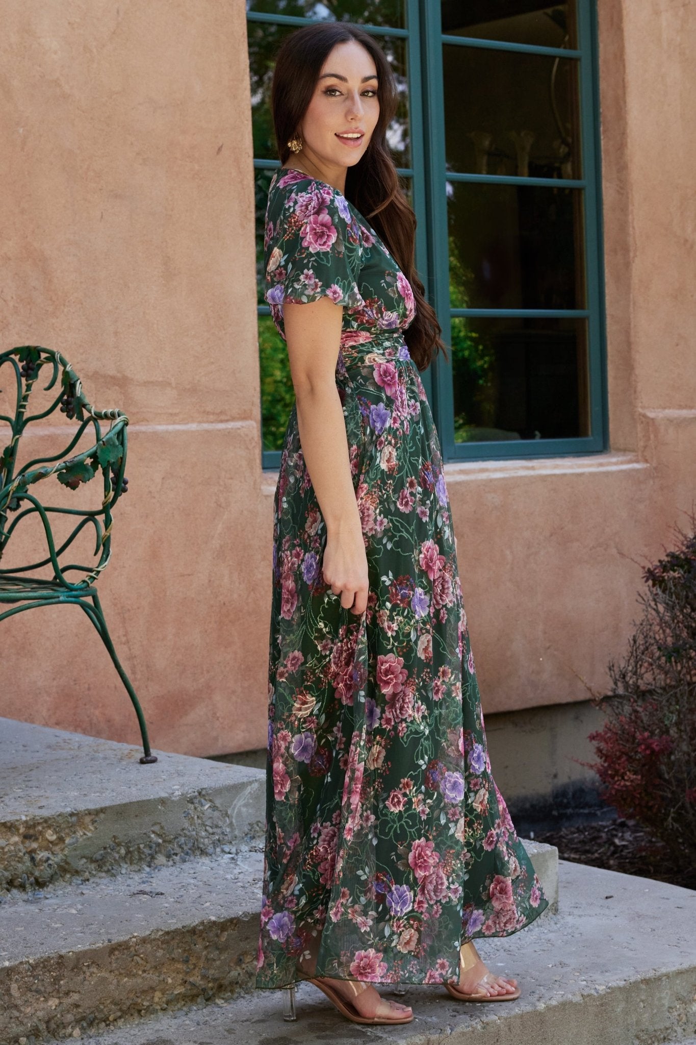 Ardley Maxi Dress | Green + Pink Floral View Cheap Online