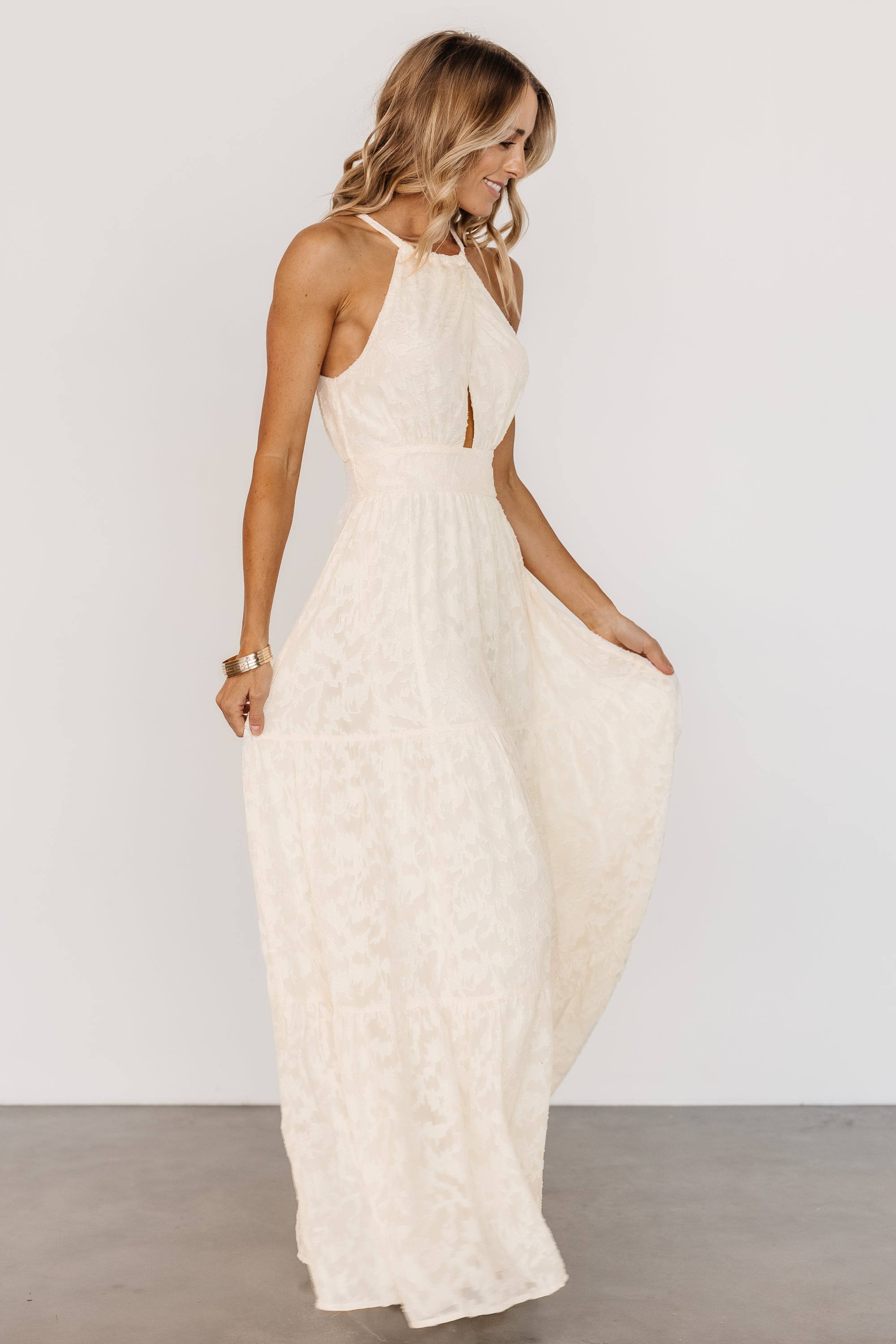 Eilish Embossed Maxi Dress | Cream Clearance Amazon