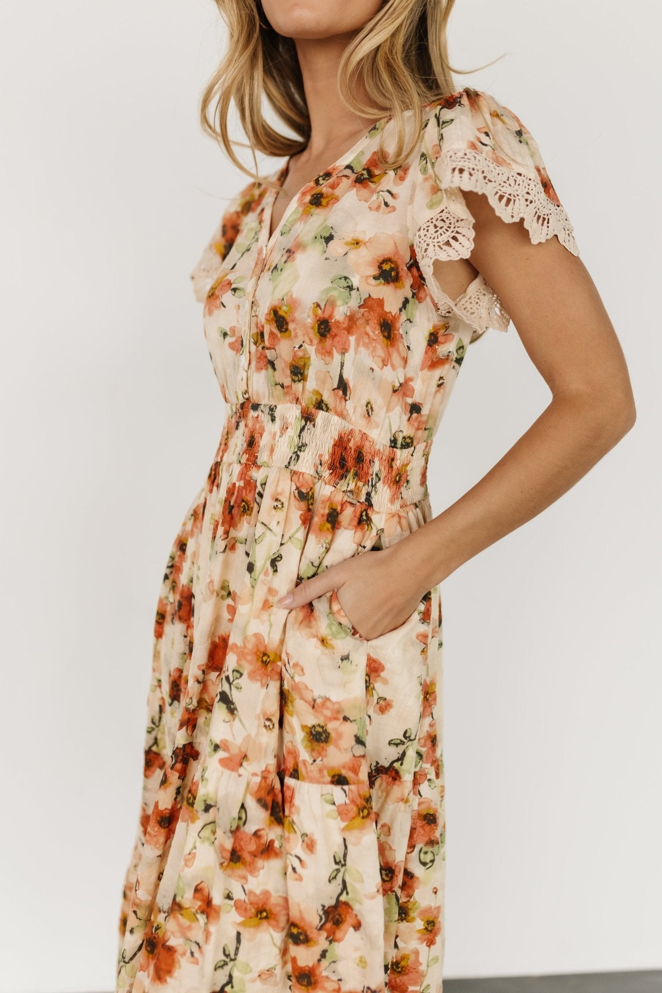 Aliyah Midi Dress | Coral Floral Buy Cheap Perfect