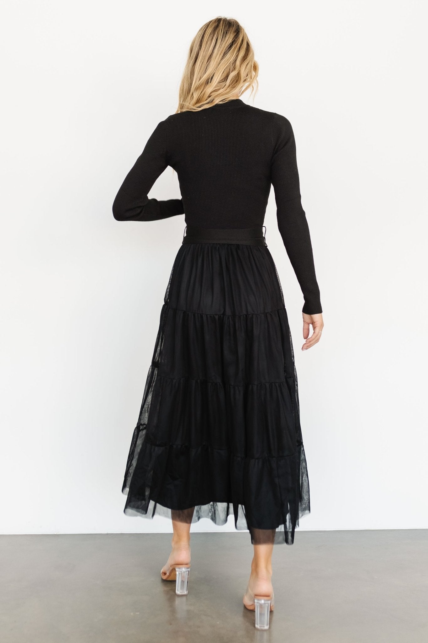 Demi Sweater Tulle Dress | Black Lowest Pice