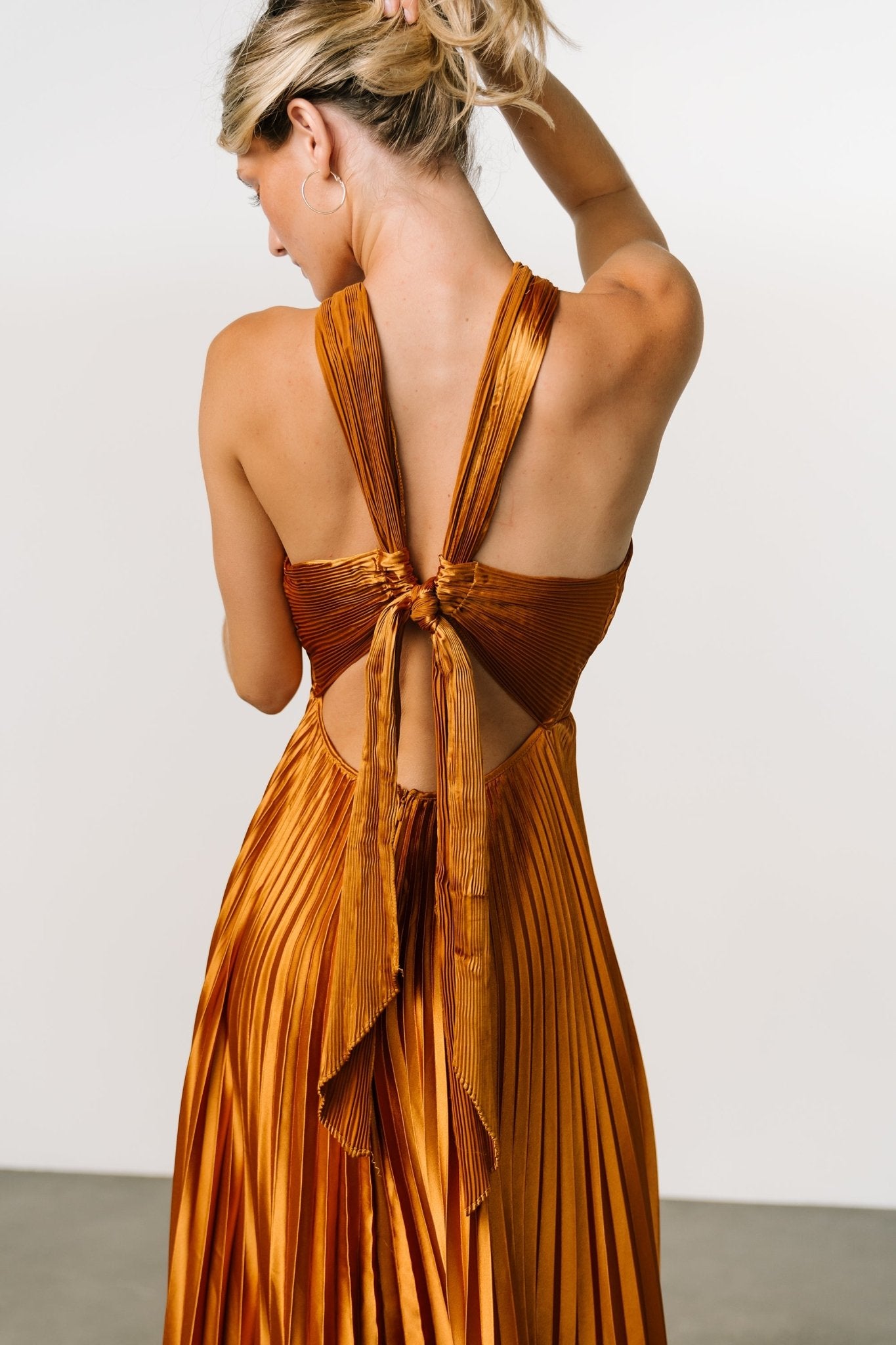 Sandra Pleated Maxi Dress | Copper Discount Collections