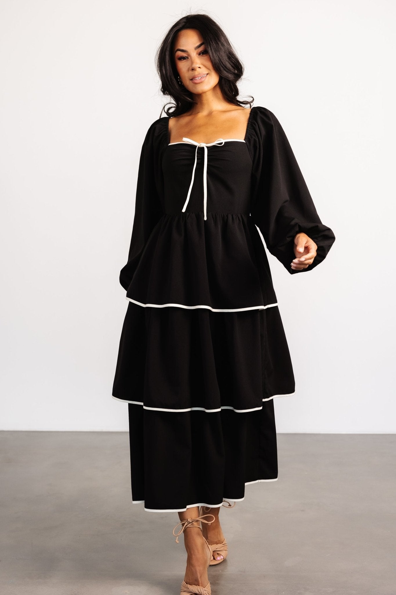 Barcelona Tiered Dress | Black Free Shipping For Nice