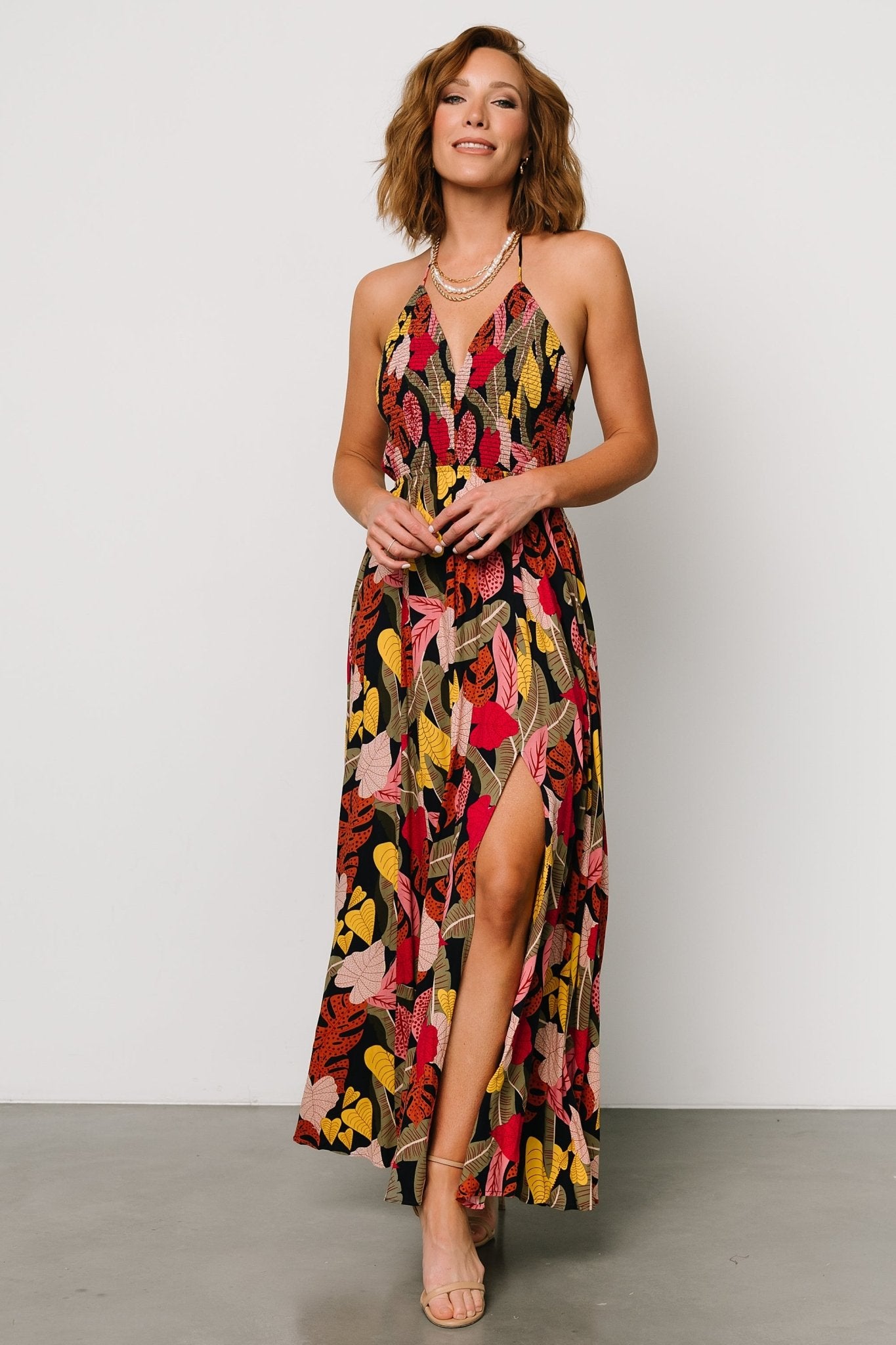 Kota Halter Maxi Dress | Navy Multi Print Grey Outlet Store Online