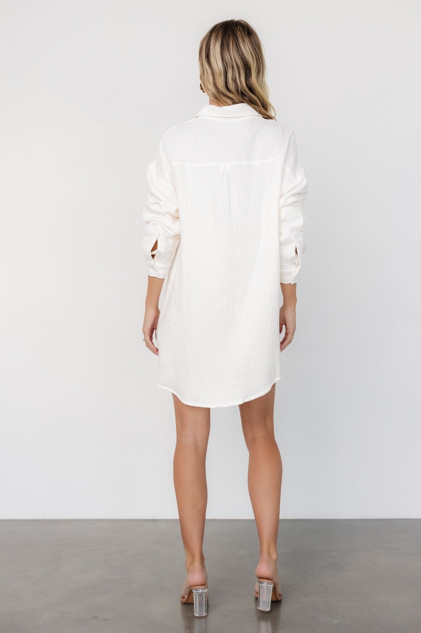 Andres Button Shirt Dress | Ivory For Nice