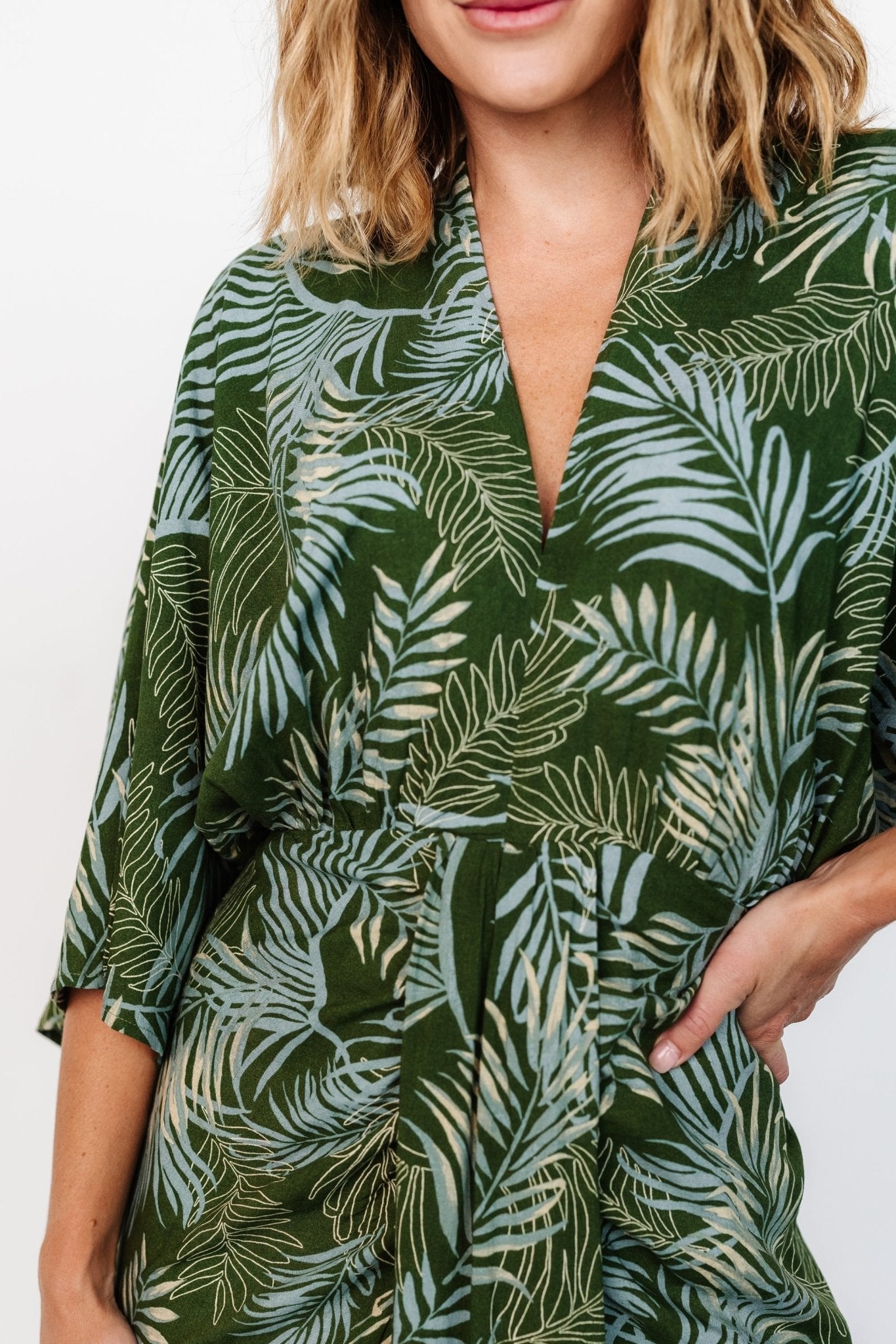 Tula Kimono Dress | Green + Blue Print Discount Best Sale