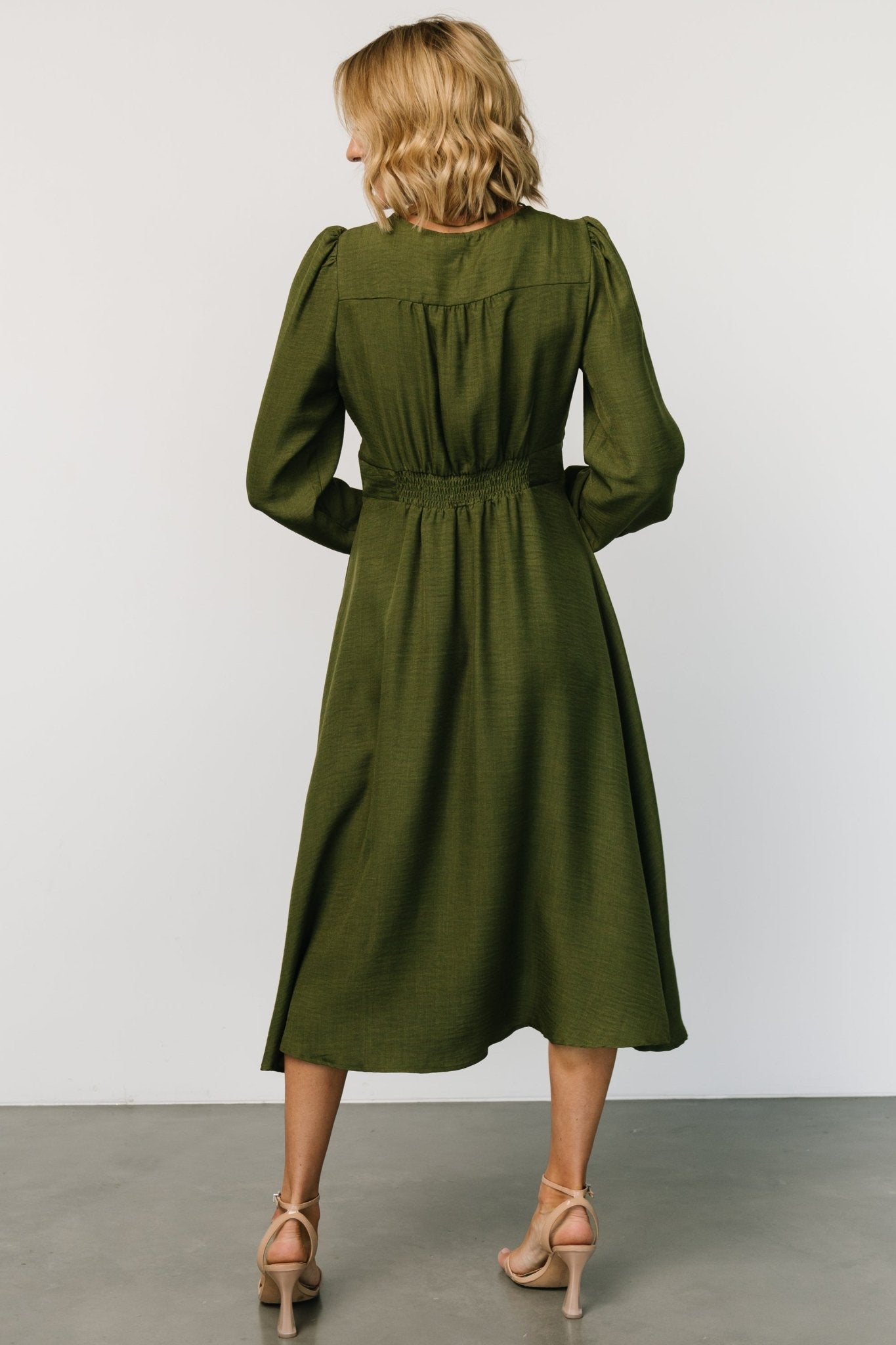 Faith Button Midi Dress | Olive Discount Wide Range Of