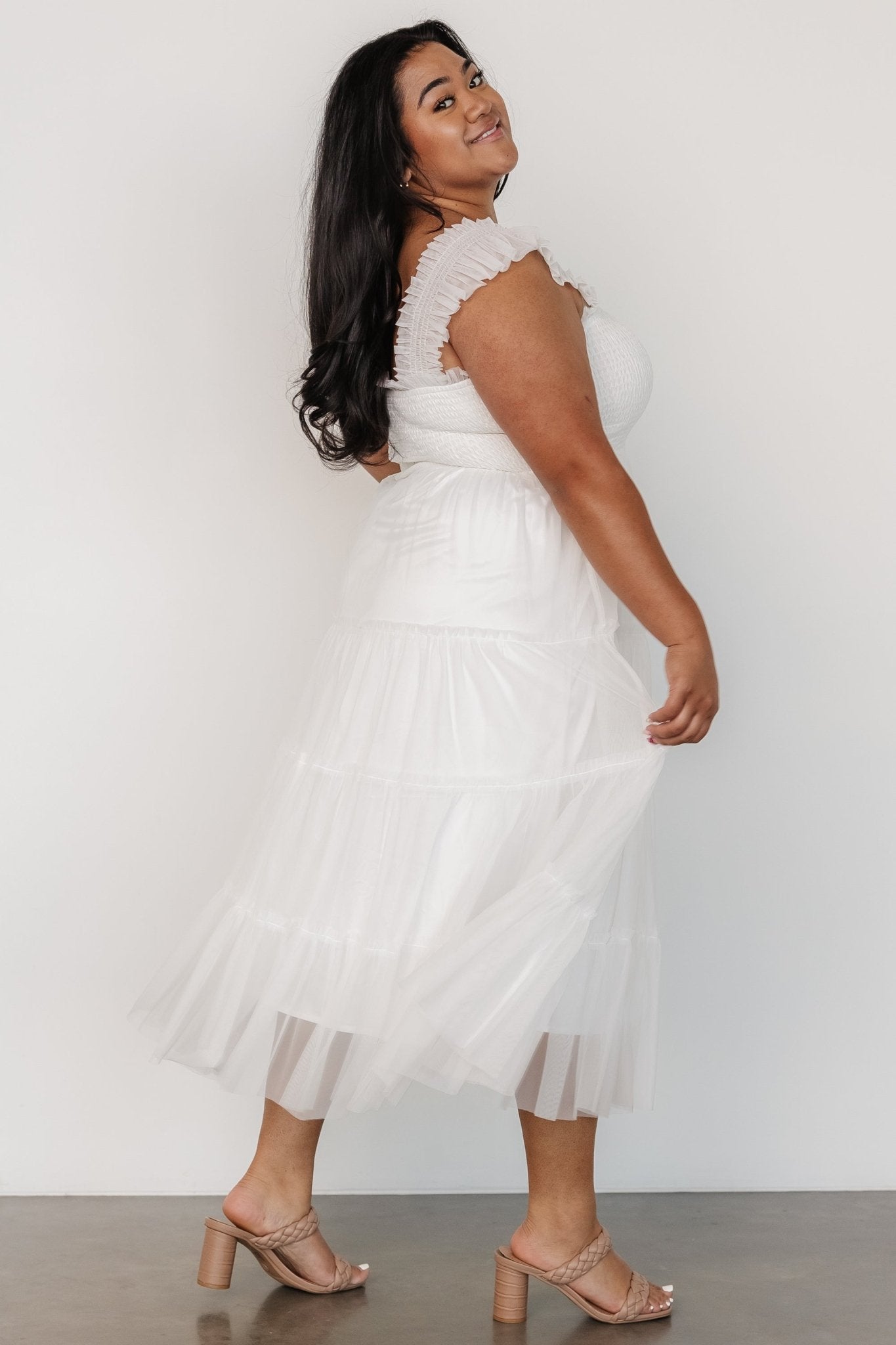 Emma Smocked Tulle Dress | Off White View