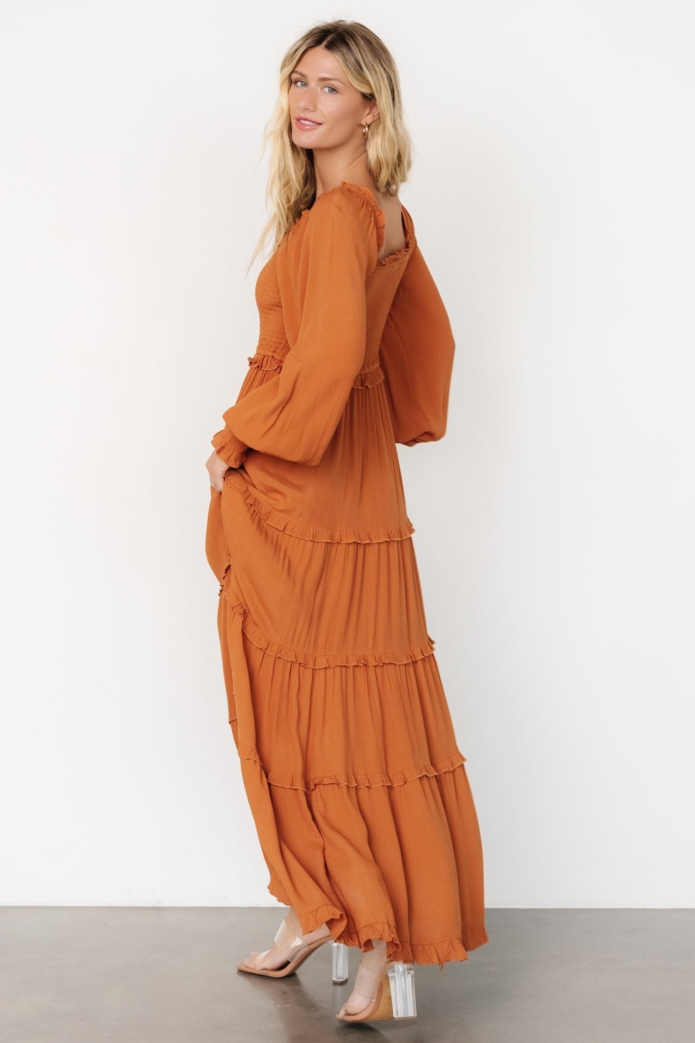 Lana Smocked Maxi Dress | Camel Free Shipping Cheap Real