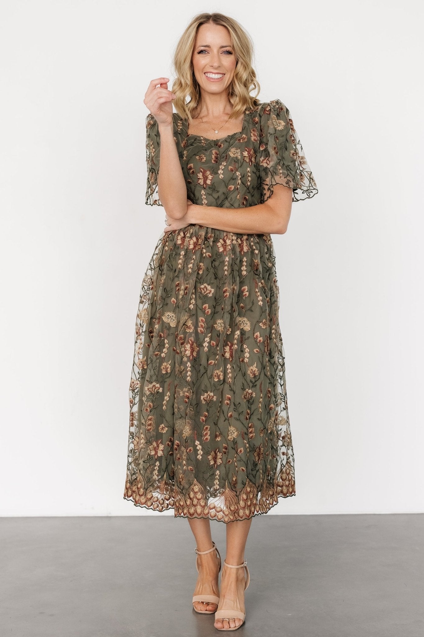 Ravenna Embroidered Dress | Olive Floral Buy Cheap Websites