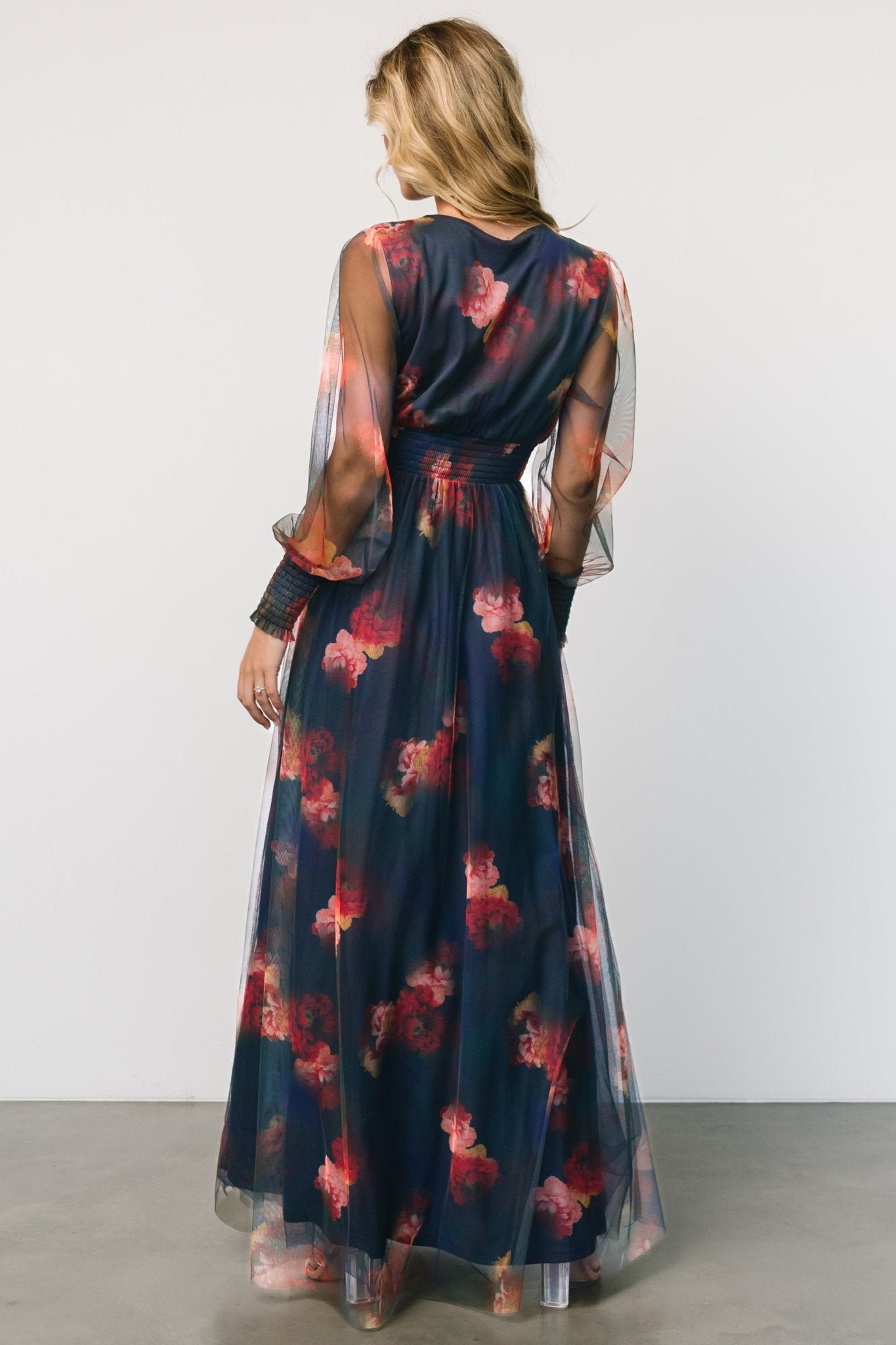 Layla Tulle Maxi Dress | Topaz Ombre Floral Clearance Eastbay