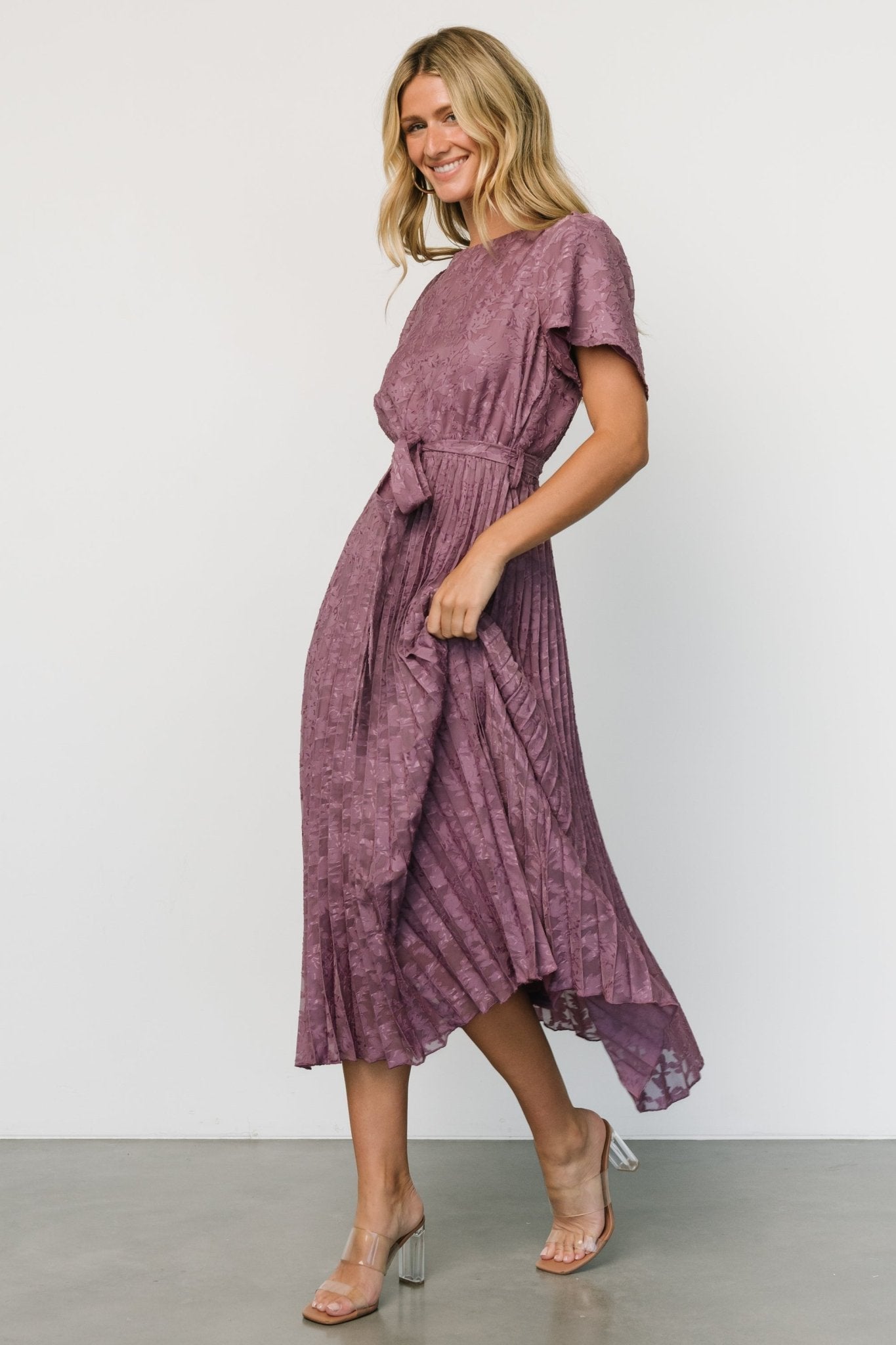 Mindy Pleated Dress | Vintage Plum Cheap View