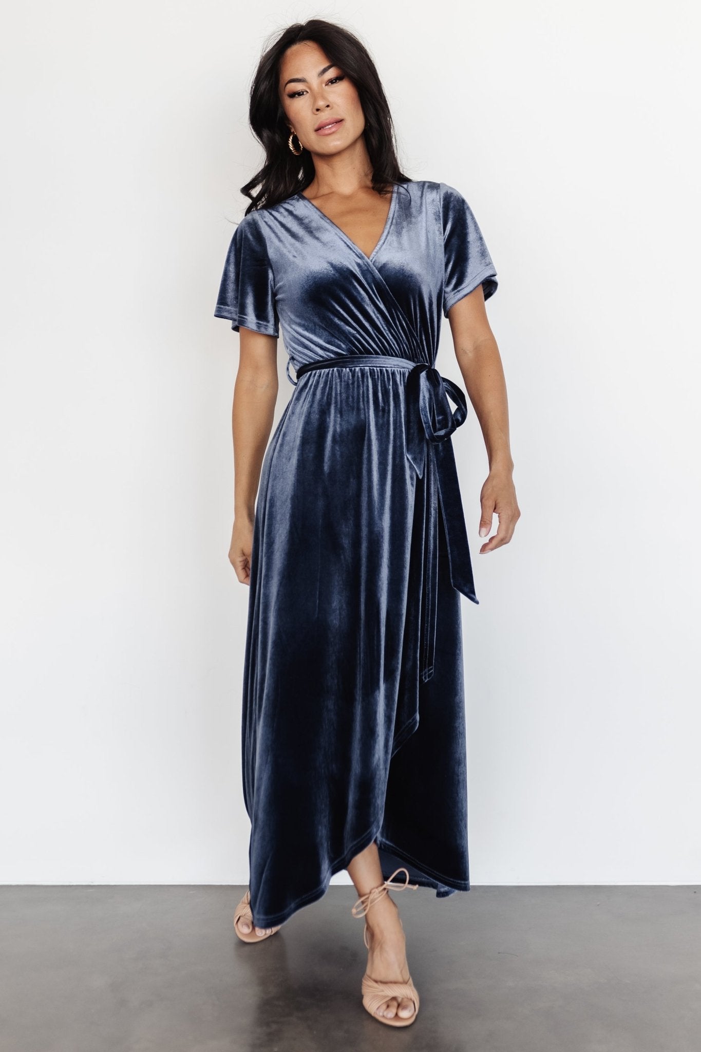 Nadine Velvet Midi Dress | Blue Cheap Sale Big Discount