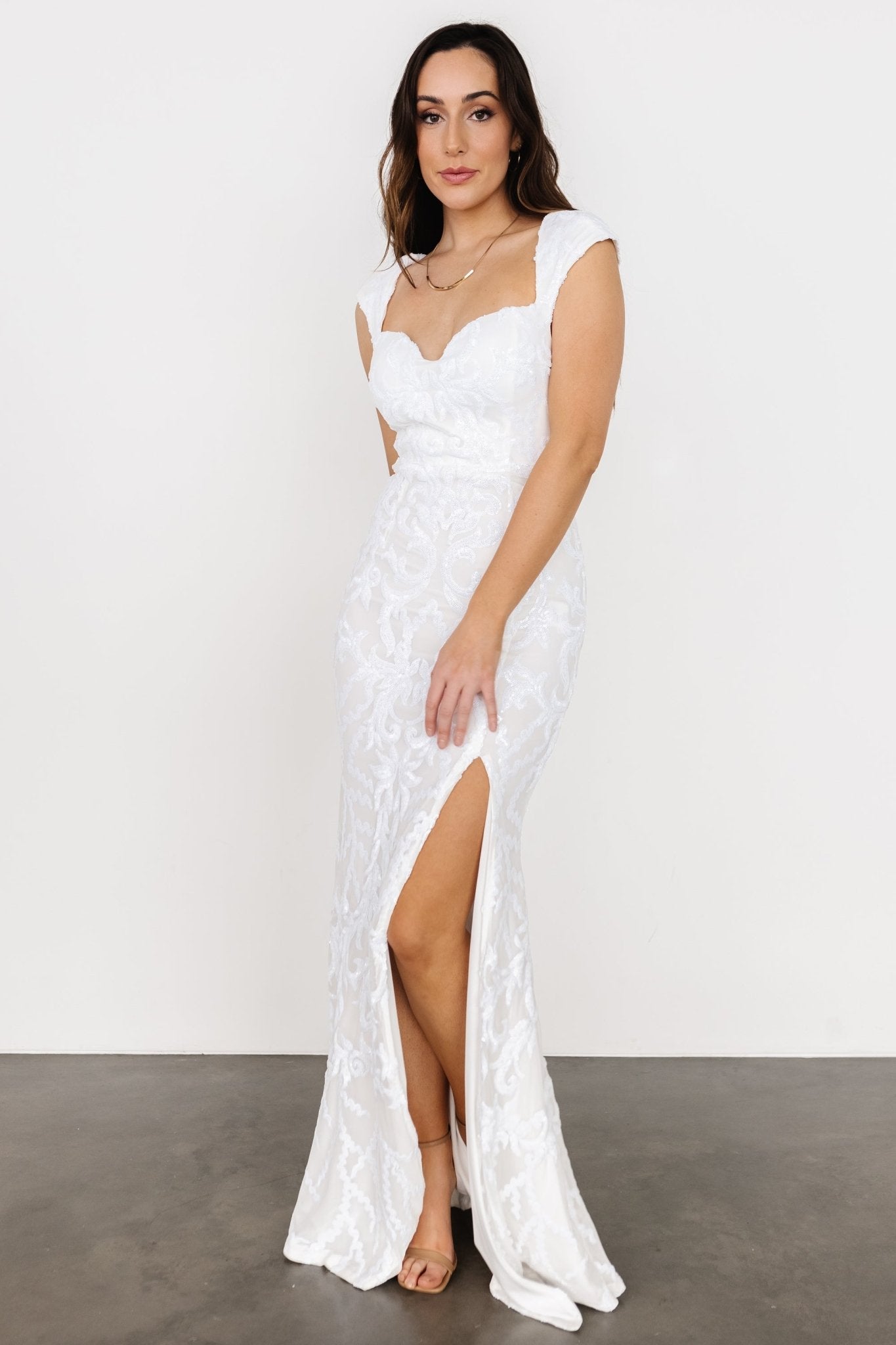 Kylene Sequin Maxi Gown | White 2025 New