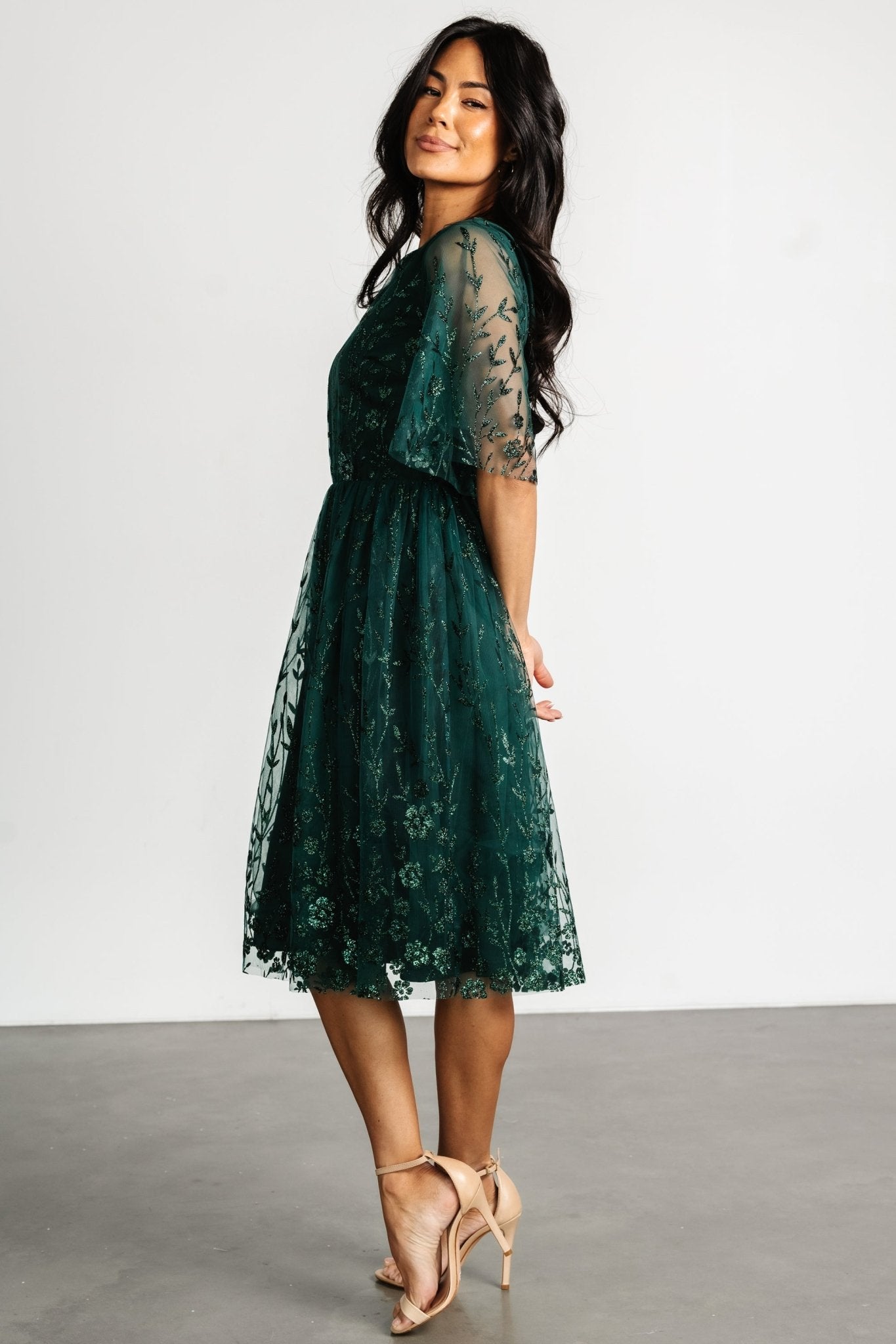 Duchess Tulle Dress | Dark Green Sparkle Outlet Online Shop