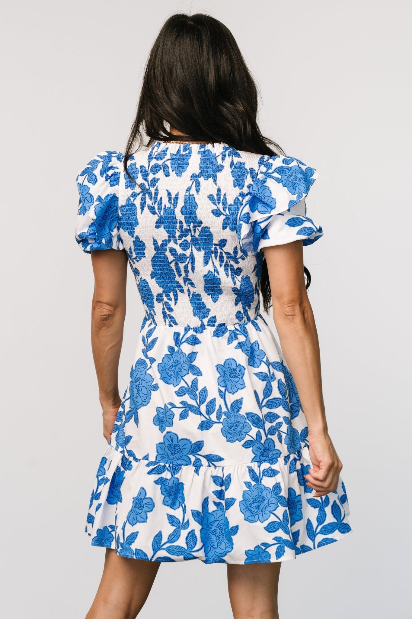 Charee Short Dress | White + Blue Sale For Cheap