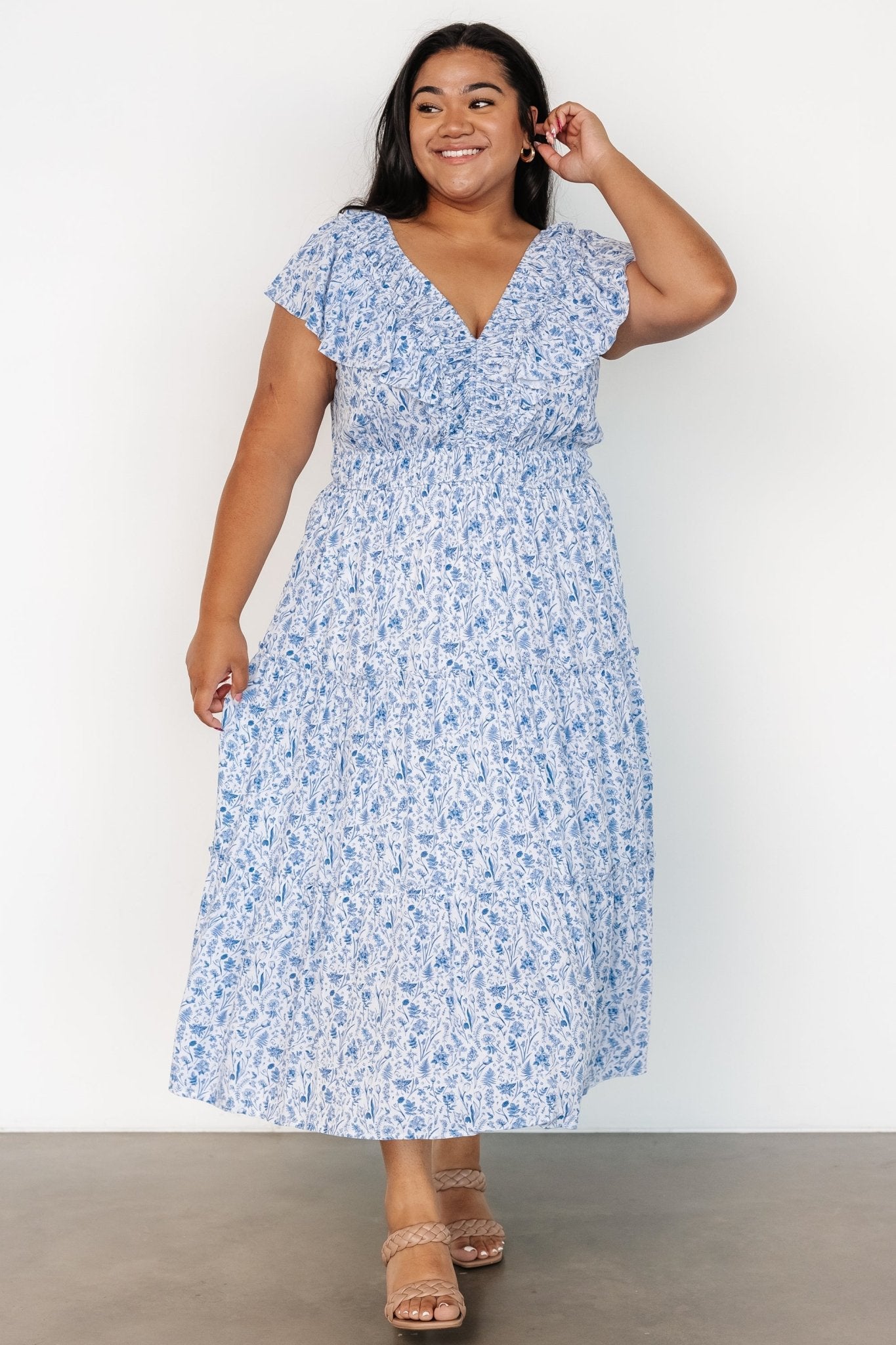 Crete Midi Dress | Blue + White Clearance How Much